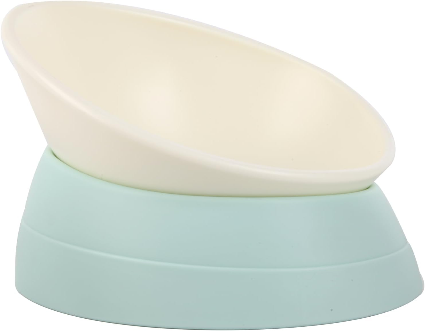 JWPC Bulldog Bowl Anti-Slip Dog Cat Dish Detachable Rubber Dog Bowl Pet Sterile Tilted Pet Feeder Slope Base,White