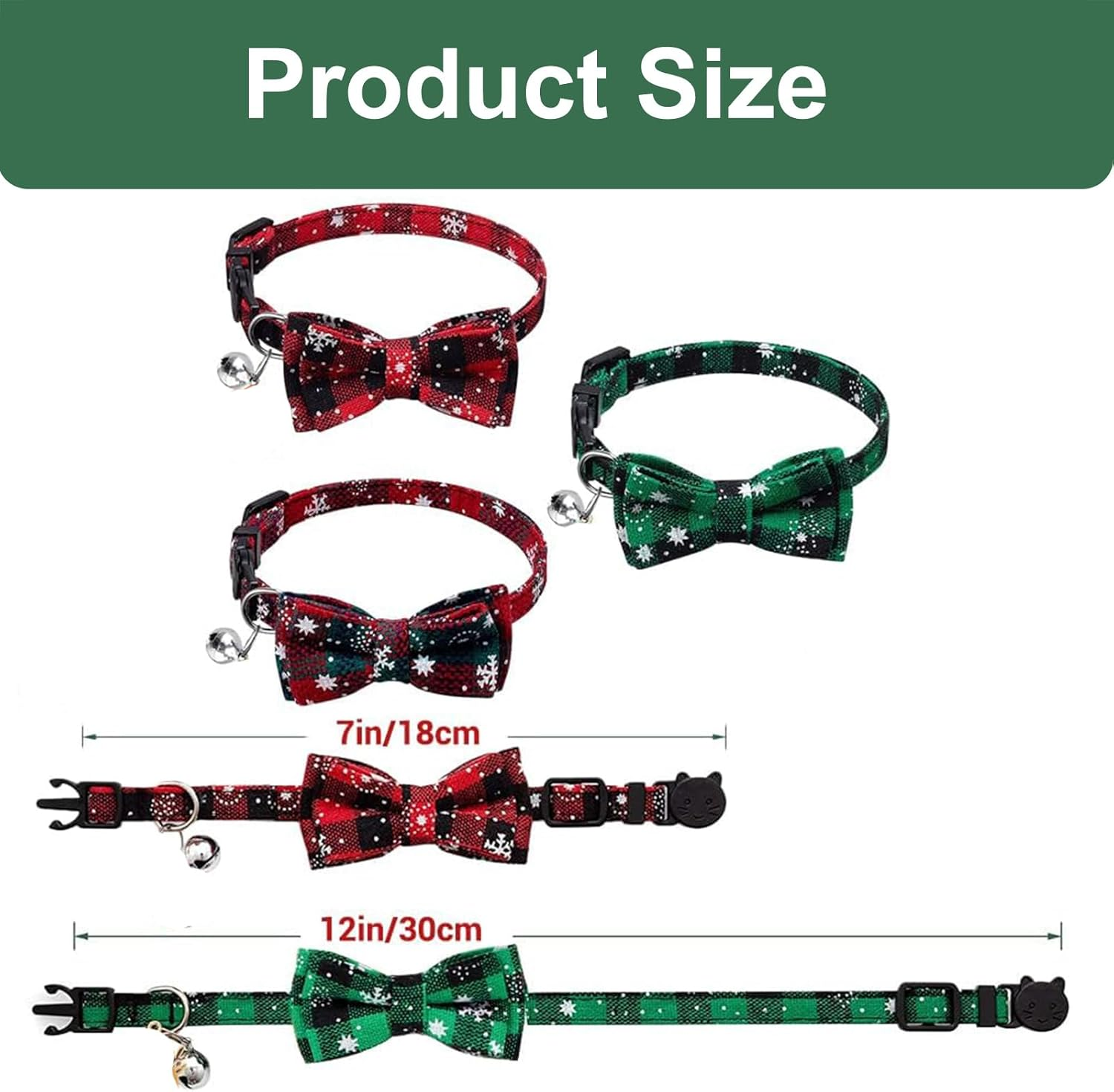 3 Pieces Christmas Cat Collar Adjustable Pet Collar Christmas Collar Dog Cat for Wedding Photo Props Birthday Costumes Christmas Costumes image number 1