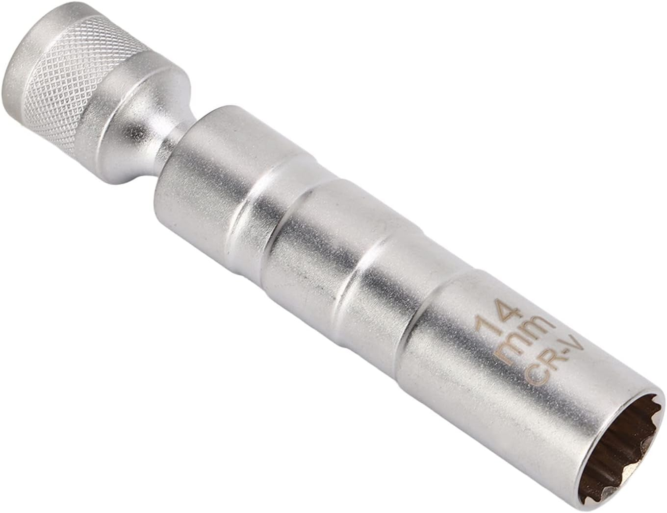 Magnetic Swivel Spark Plug Socket, Chrome Vanadium Alloy Steel 3/8In Drive Wobble Spark Plug Sleeve 14Mm Base for Car image number 4