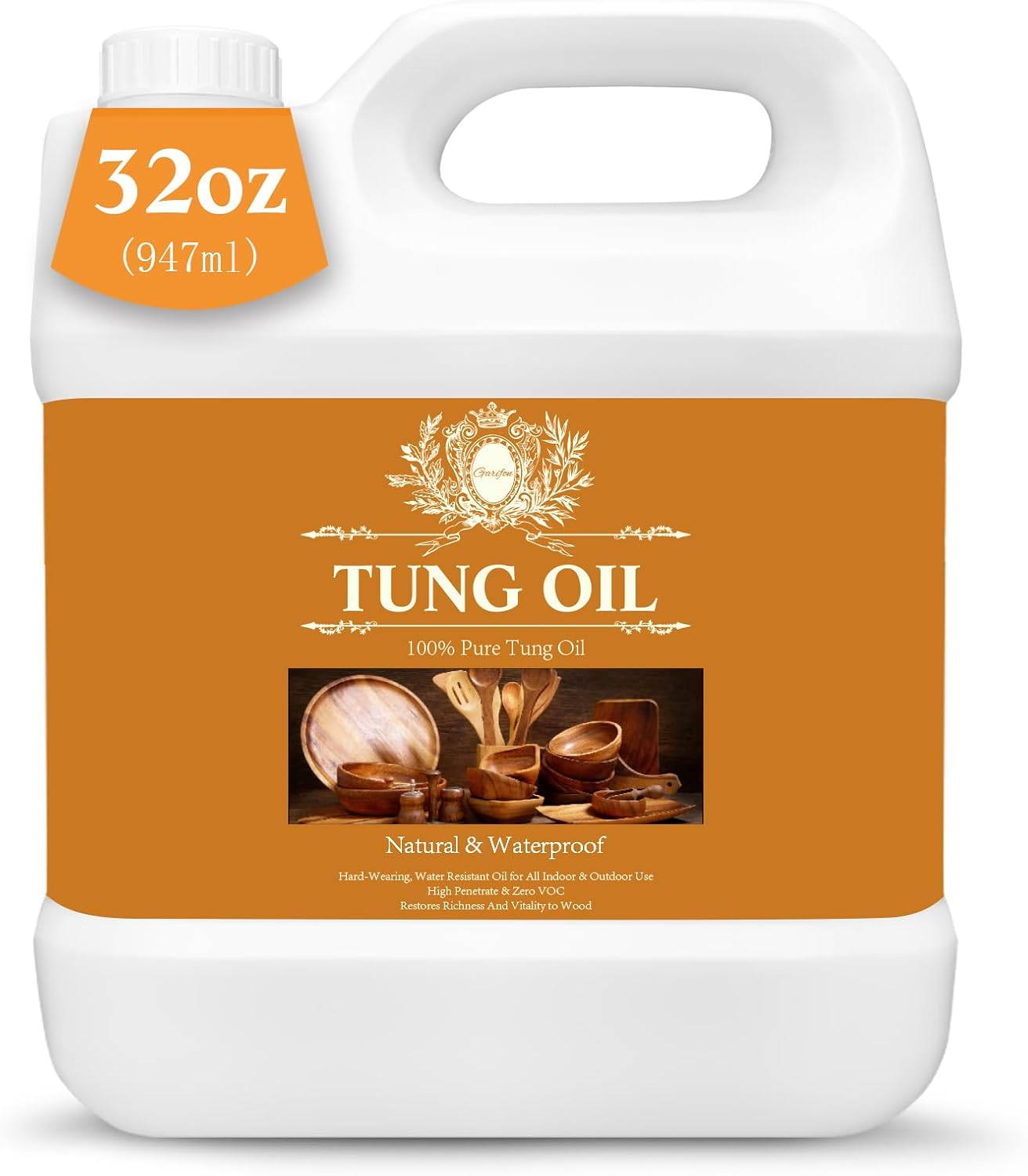947Ml Tung Oil for Outdoor Furniture, Cutting Board, Food Grade Wood Sealer, Safe Finish for Indoor/Teak - 32Oz Pure, 100% Natural image number 5
