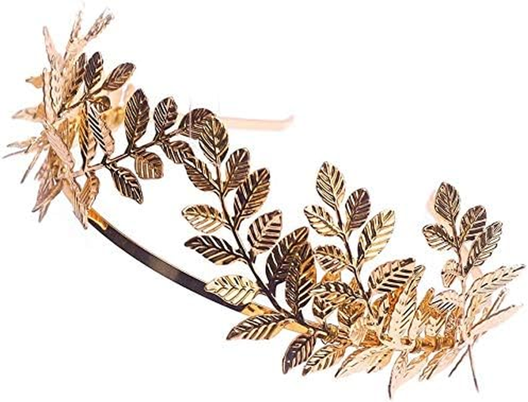 Sither Bridal Gold Leaf Crown Headband Olive Leaves Tiara Headpiece for Wedding Party Prom Halloween Festival Hair Accessoriecs image number 4
