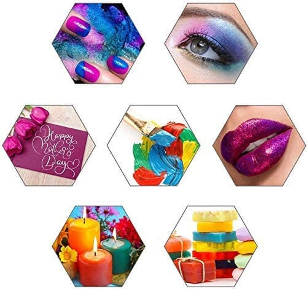 KEDIA Mica Combo of 10 Colors Pearl Powder Pigment | Each Pack of 10 Grams | for Making Cosmetic |Make up | Candle Making | Soap Making, Nail Art | Resin Jewelry; Epoxy, Resin, Plastidip (10 Colors) image number 5