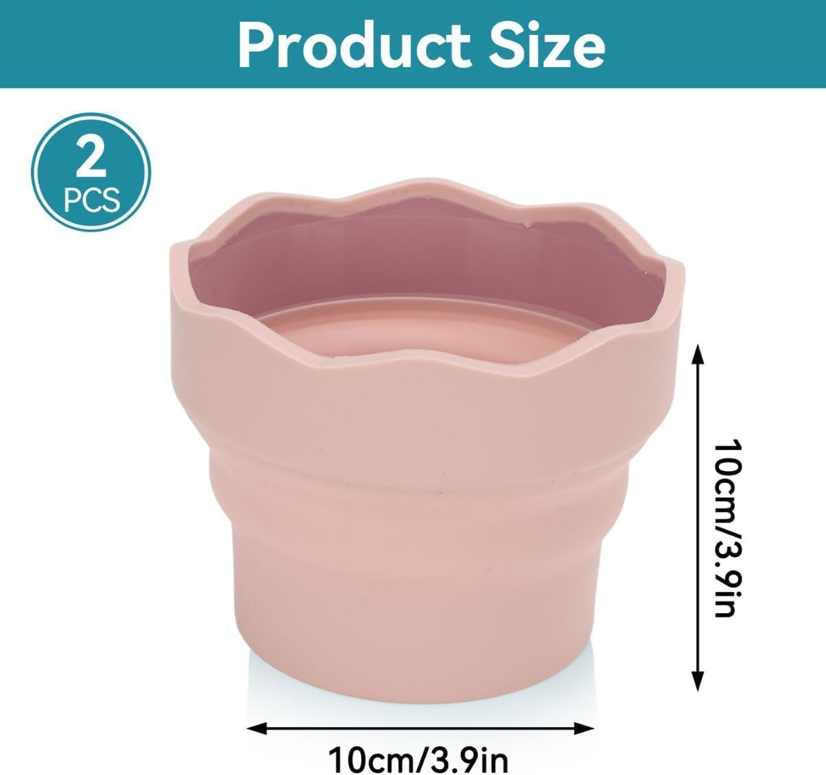 2PCS Collapsible Paint Brush Washer, Portable Silicone Washing Bucket Brush Holder Brush Cleaner Painting Water Cup Collapsable Cups for Watercolor Oil Painting(Pink) - Pink image number 6