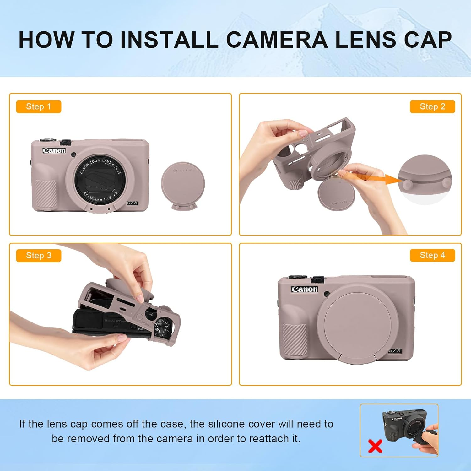 Easy Hood Protective Case for Canon Powershot G7X Mark, Tiffany Pink, Removable Lens Cover, Camera Cases and Bags image number 4