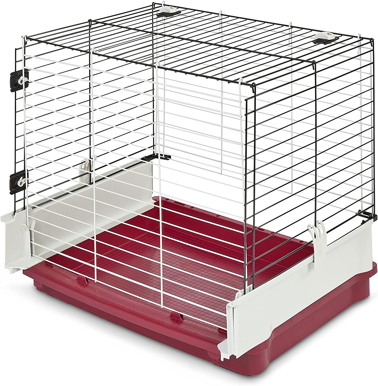 Midwest Homes for Pets 158 Wabbitat Deluxe Rabbit Home, Rabbit Cage, 39.5 L X 23.75 W X 19.75 H Inch, Maroon/White image number 1