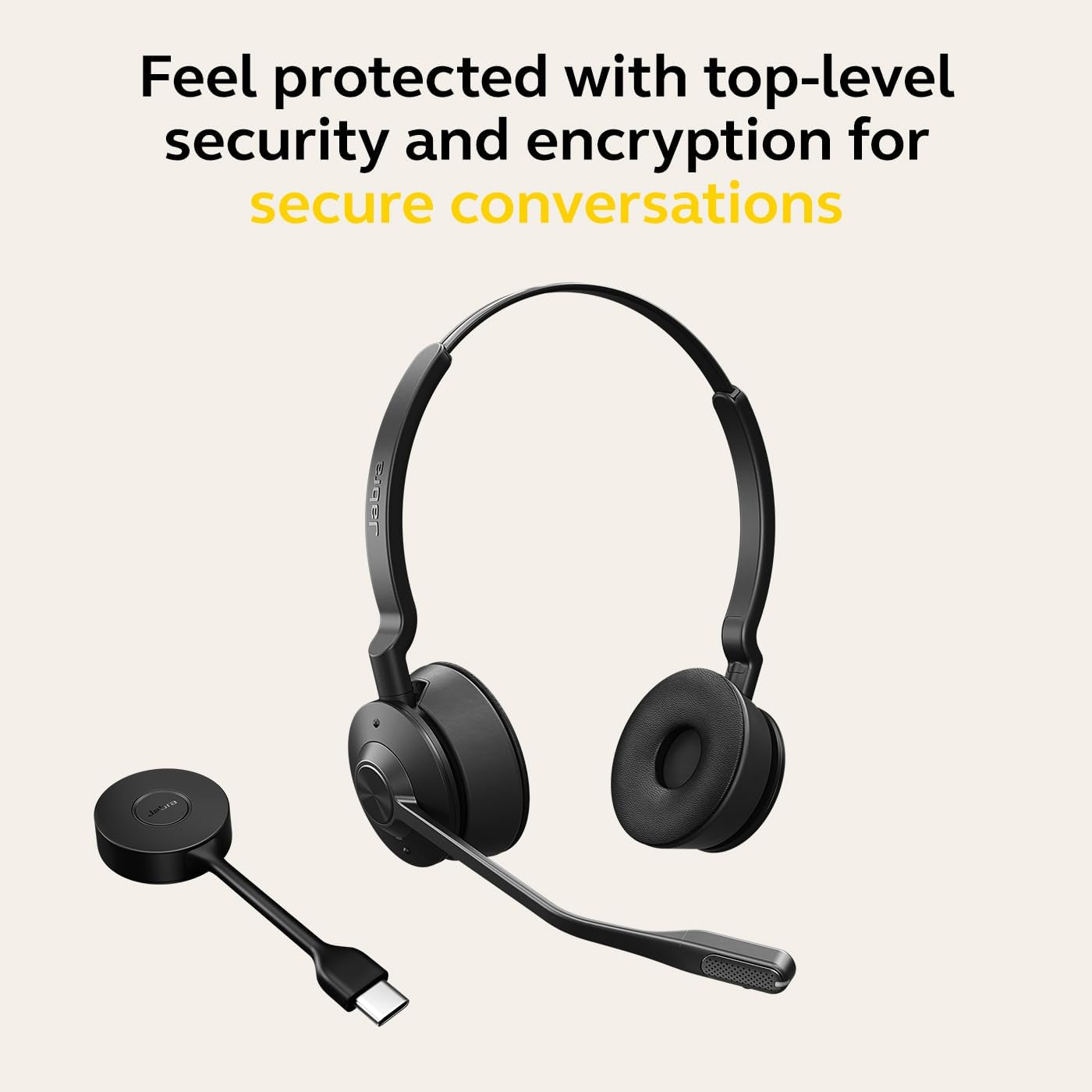 Jabra Engage 55 SE Wireless Stereo Headset - Advanced Noise Cancelling Mic - UC Cert DECT Security + Military Grade Encryp - 150M Range - on Ear Headphones with Clearvoice Crystal Clear Calls - USB C image number 4