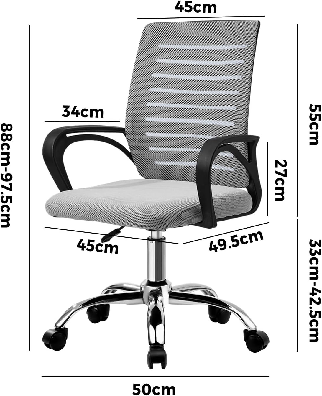 Oikiture Office Chair Ergonomic Mesh Executive Seat Gaming Racing Computer Desk Chair &ndash; Black Grey image number 6