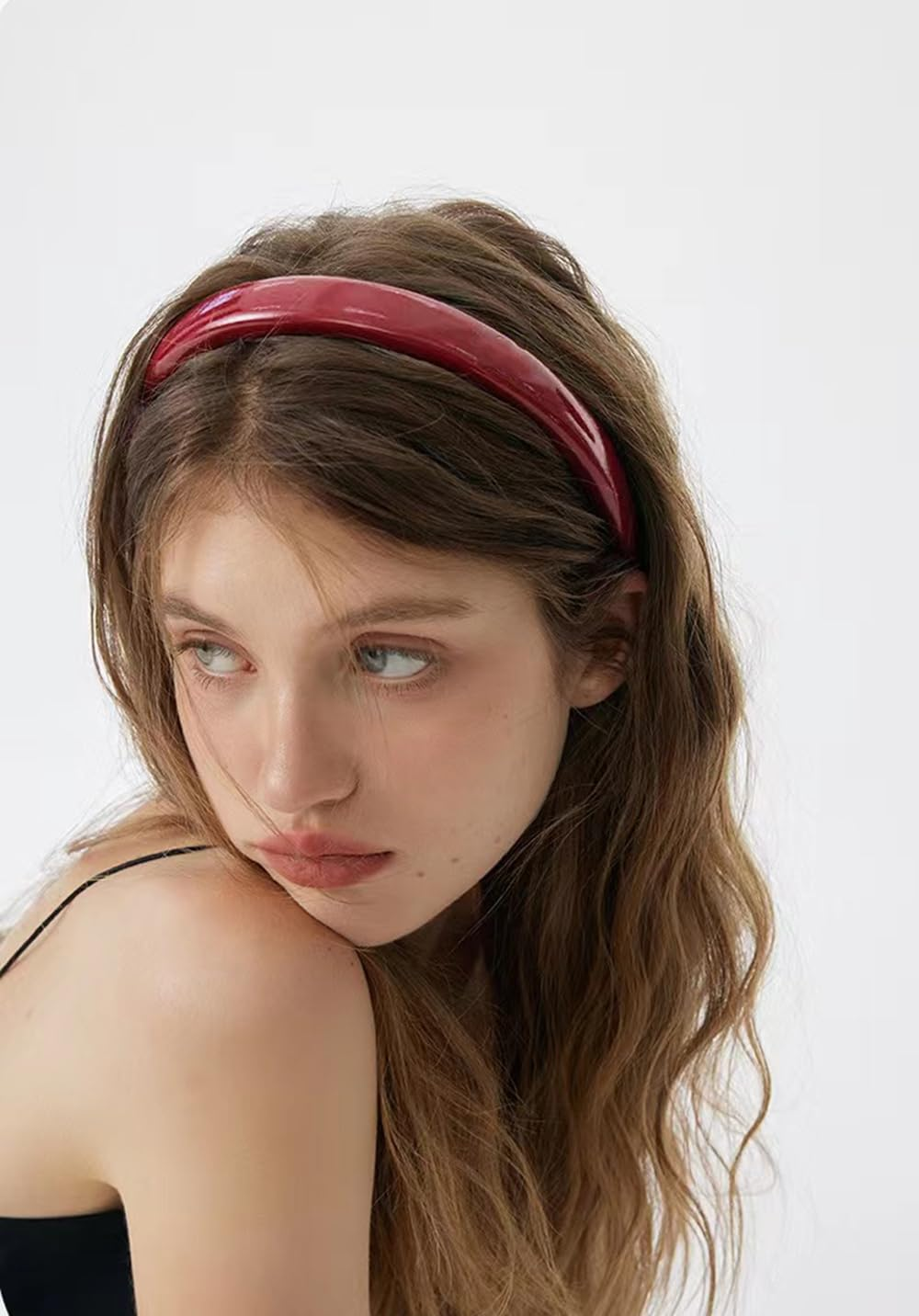 2Pcs Red Leather Headbands for Women Trendy, Vintage Red Wide Headbands Non-Slip Fashion Head Band for Women'S Hair Fashion Hair Accessories for Women Girl image number 1