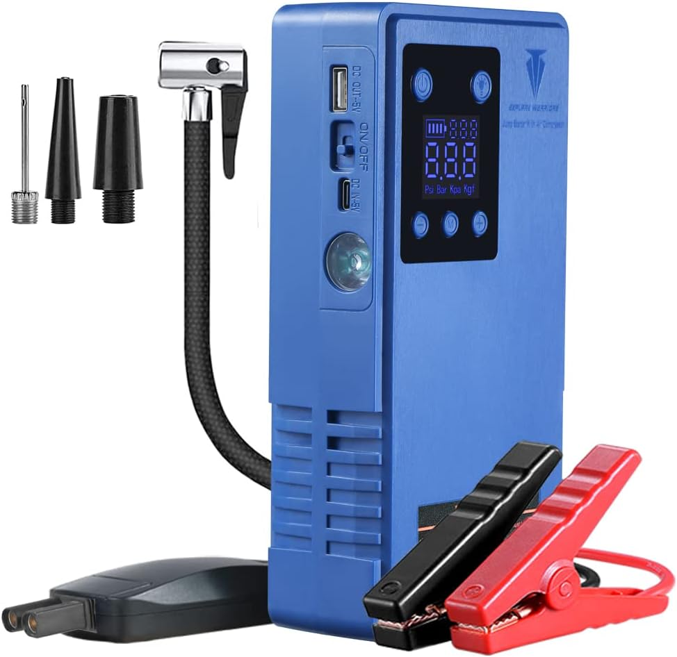 Portable Car Battery Jump Starter with Air Compressor,Wireless Tire Inflator Digital Screen Pressure Gauge 12V Booster image number 5