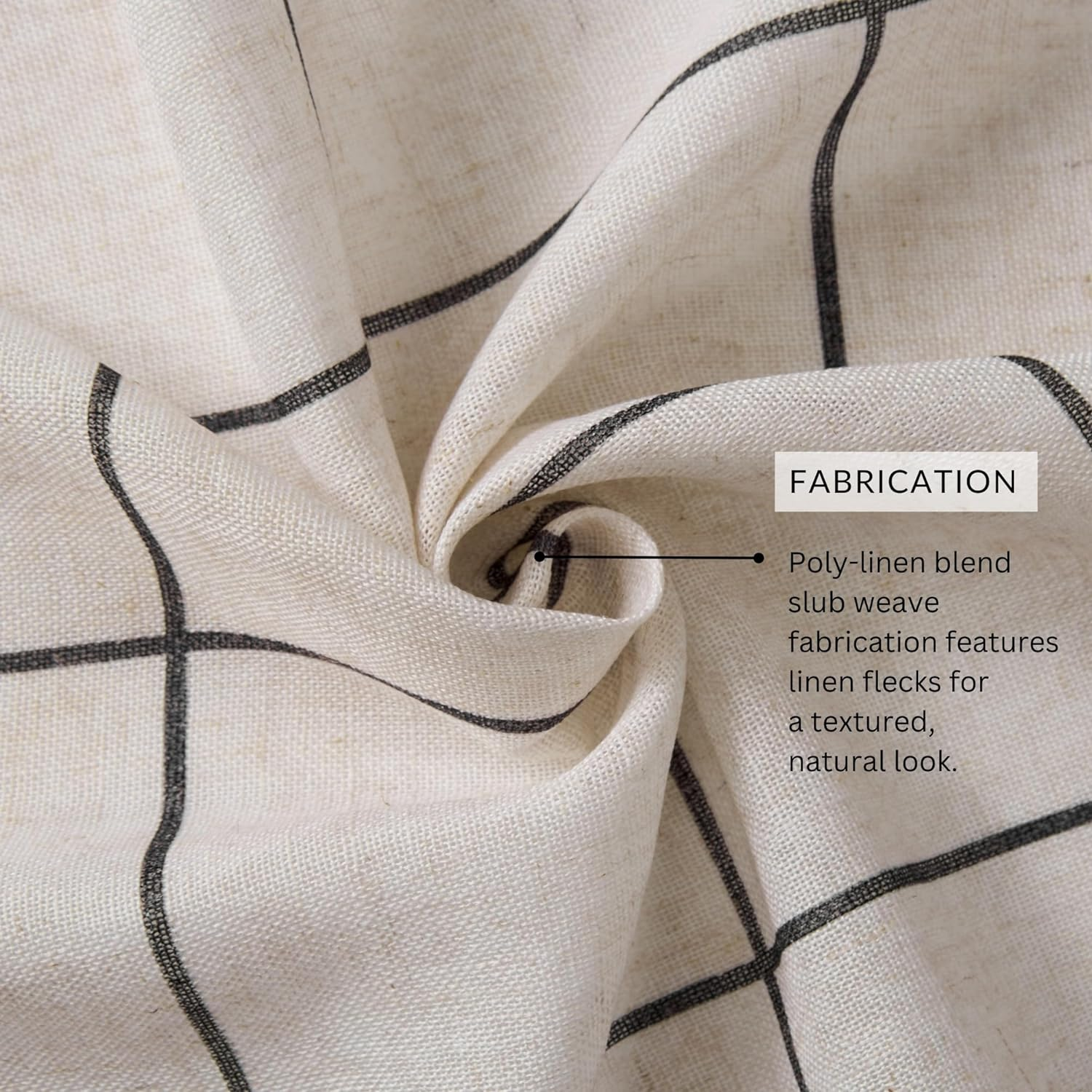 Elrene Home Fashions Brighton Windowpane Plaid Blackout Window Curtain, Living Room and Bedroom Drape with Rod Pocket Tabs, 52" X 95", Black, 1 Panel image number 3