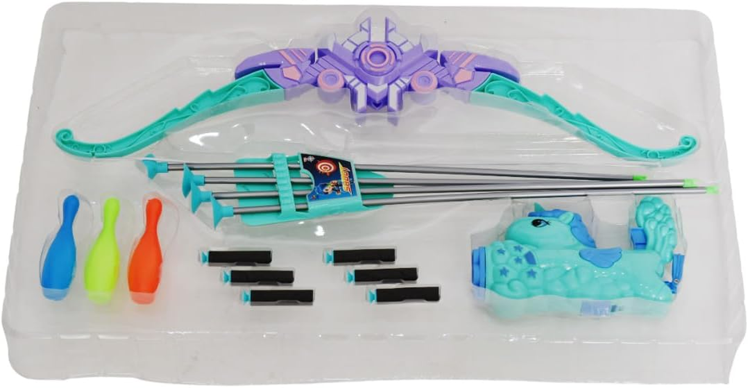 FUNFY Foldable Dino Theme Bow, Arrow and Dart Board Set Toy | Multicolor | Indoor/Outdoor Archery | Perfect for On-The-Go Adventures or Backyard Battles and Birthday Gifting for Kids image number 1