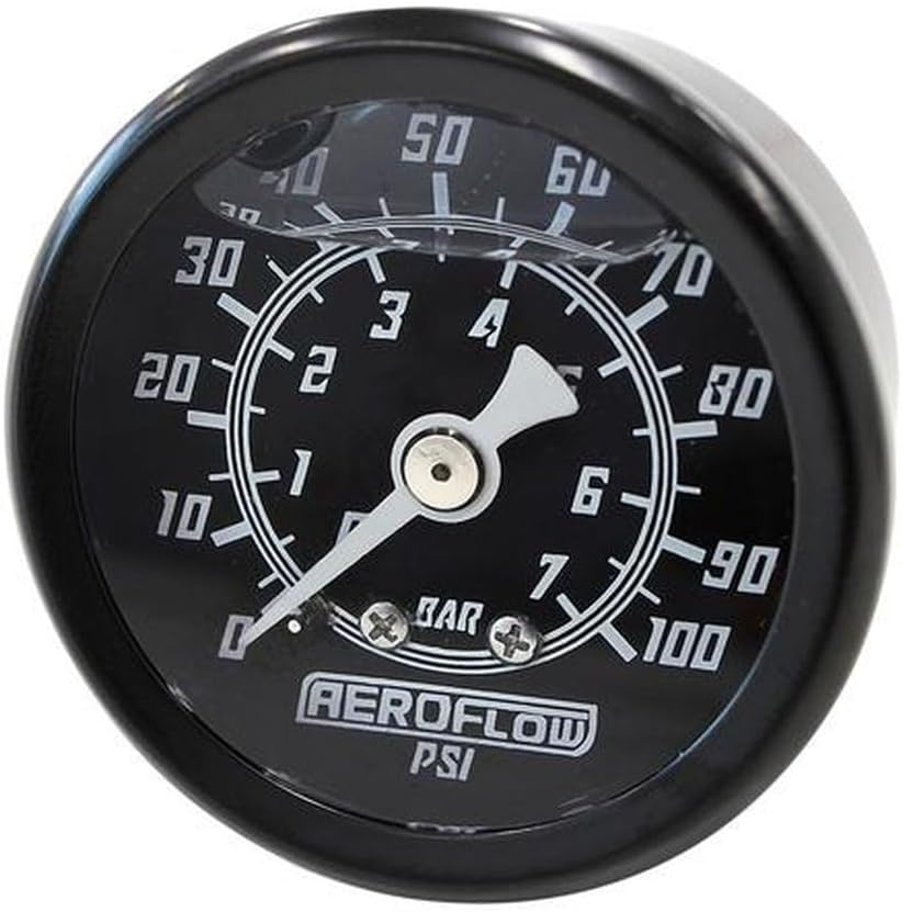 Aeroflow 1-1/2" 0-100 Psi Liq Fil Gauge Black Face White Pointer