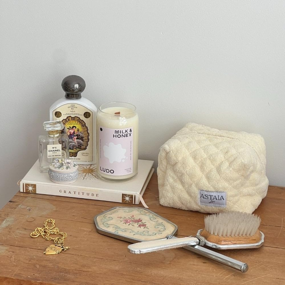 Astala Luna Luna Mini Carry All Cosmetic Travel Bag Mini Beige, Yellow, White image number 3