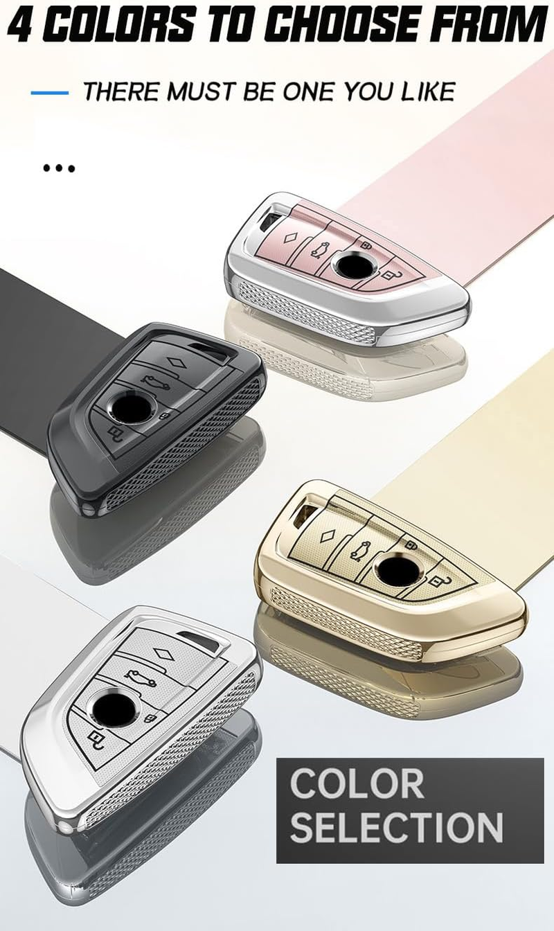 Ontto PC Car Key Fob Cover Fit for BMW G30 G05 X5 F15 X6 F16 7 Series G11 X1 F48 F39 X4 X3 F40 2021 4 Buttons Smart Key Case Shell Keyring Key Holder Bag Keychian Accessories - A-Golden image number 7