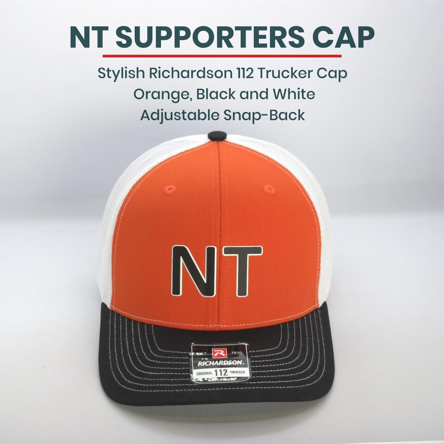 Northern Territory Supporters Hat, Richardson 112 Trucker Cap, Bold 'NT' Text, Adjustable Snapback Closure, Breathable, Cotton-Poly Front Panel, Mesh Back, Sports & Casual Wear, Red-White-Black image number 2
