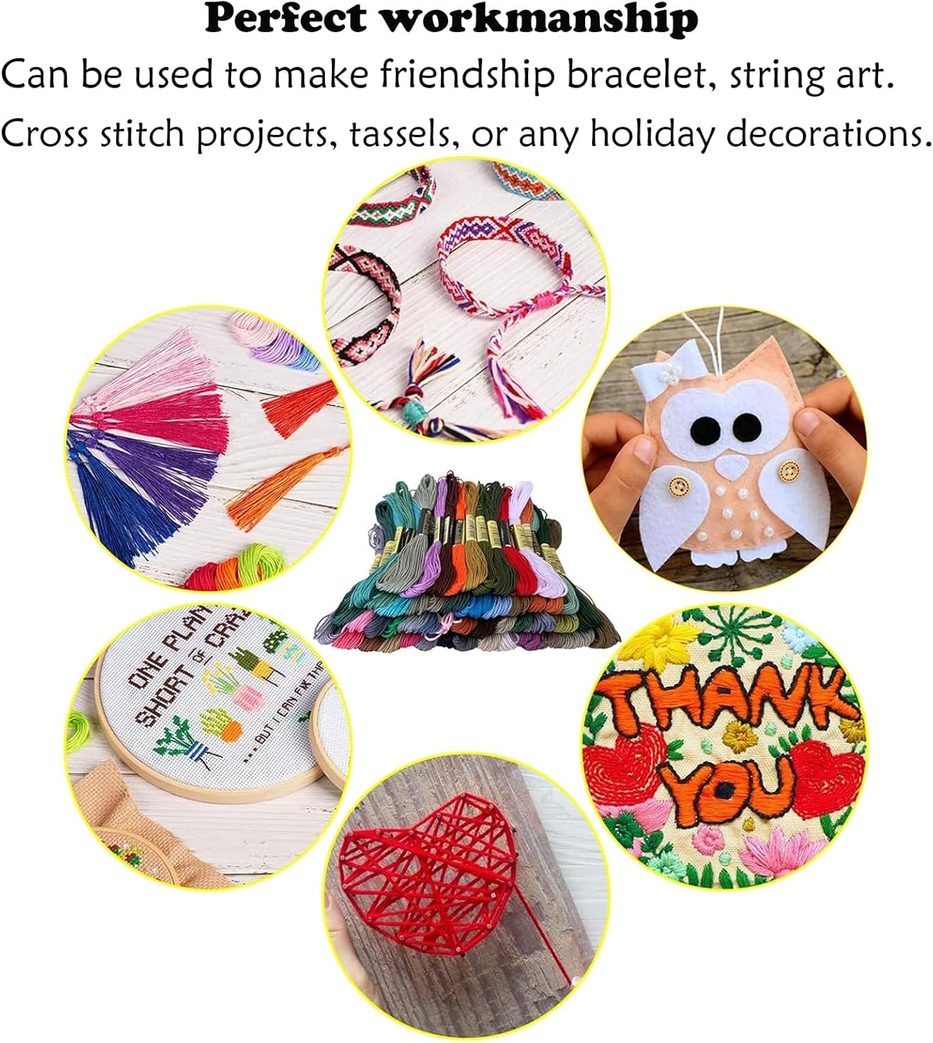 Embroidery Floss Kit - 100 Colors Thread for Cross Stitch, Sewing, Bracelet Crafts + 22 Pcs Accessories (100 Bags) image number 2