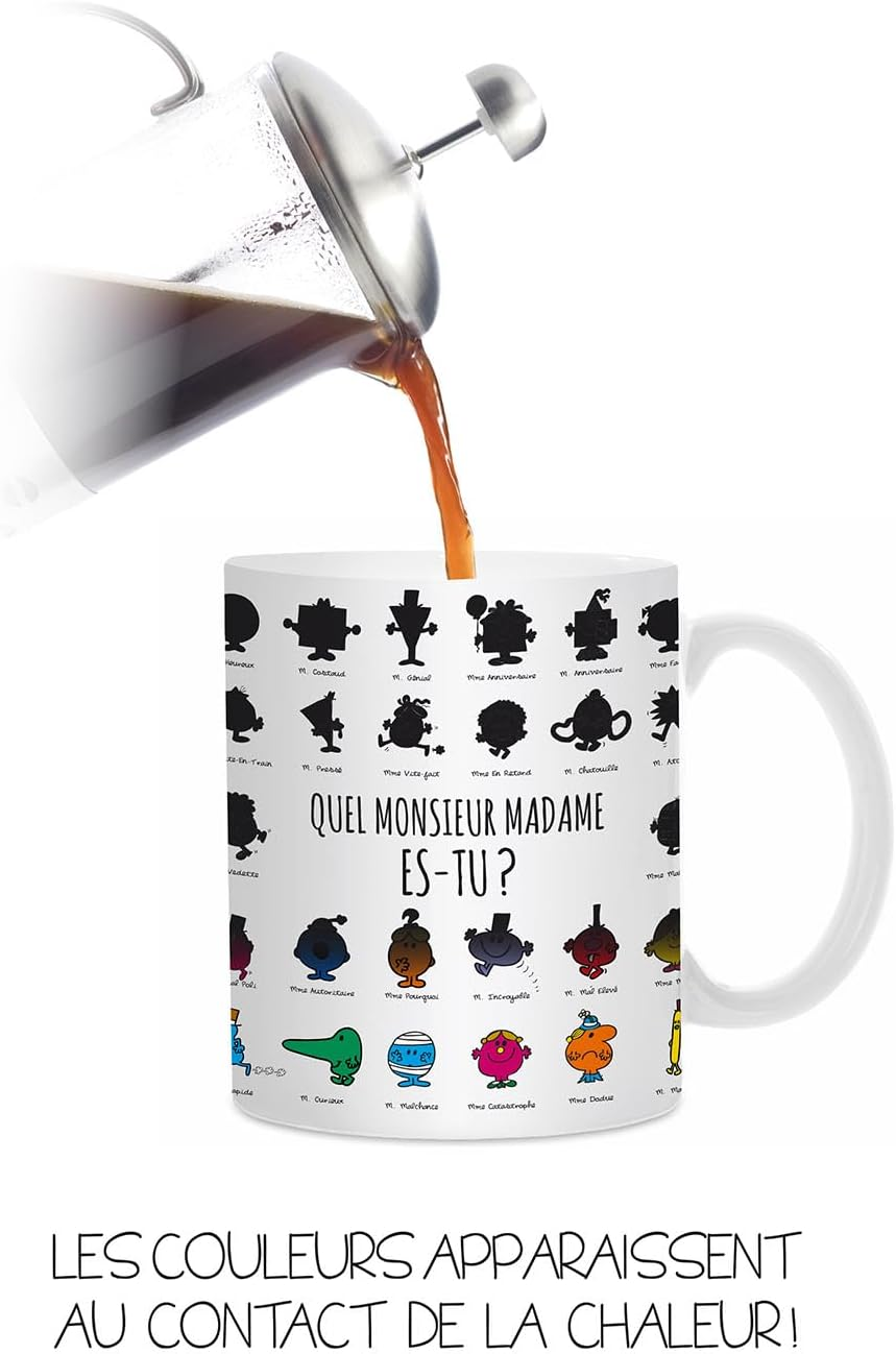Monsieur Madame MM3107 Heat Reactive Mug with What Mr Men Are You, 320 Ml, White Black and Multicoloured, Ceramic, 12 X 8.5 X 9.7 Cm image number 3