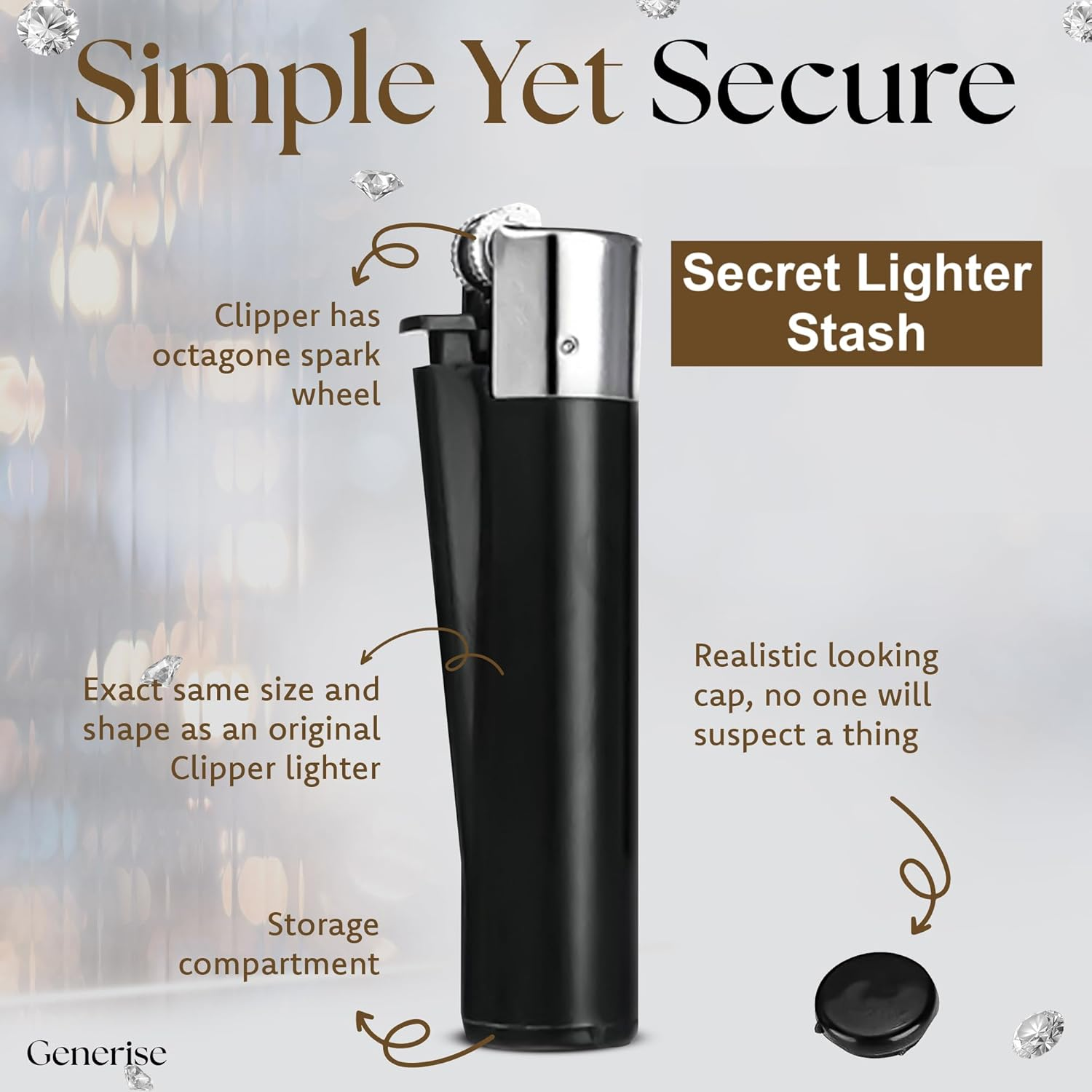 Genrise Stash Lighter Secret Stash Diversion Lighter with Hidden Storage Secret Compartment Safe for Diversion and Hiding Private Items at Home, Festivals, Car, Travel Etc (Black) image number 4