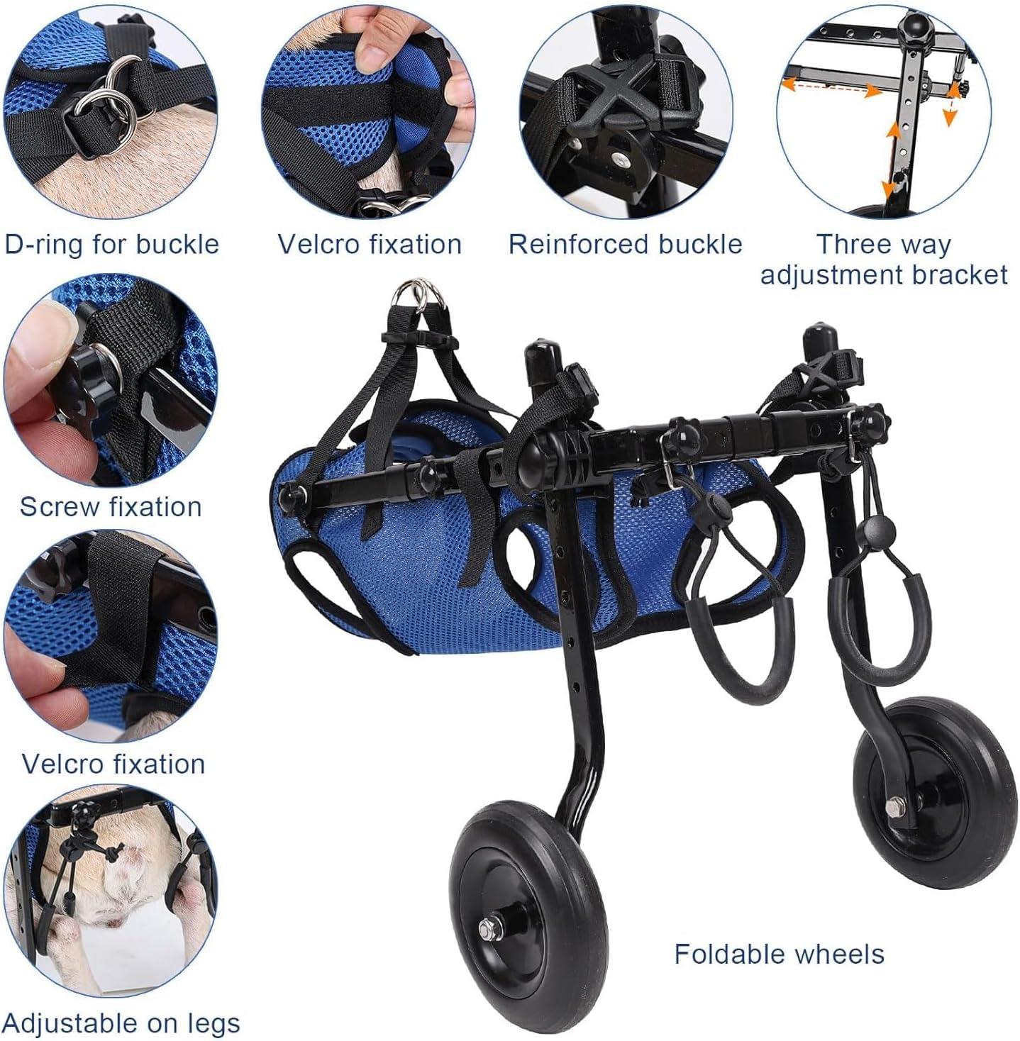 Adjustable Dog Wheelchair, Lightweight Dog Scooter for Back Legs, Max 11 Pound Dogs, Wheelchair for Paralyzed Injured Lame Disabled Handicapped Dogs - XS image number 5