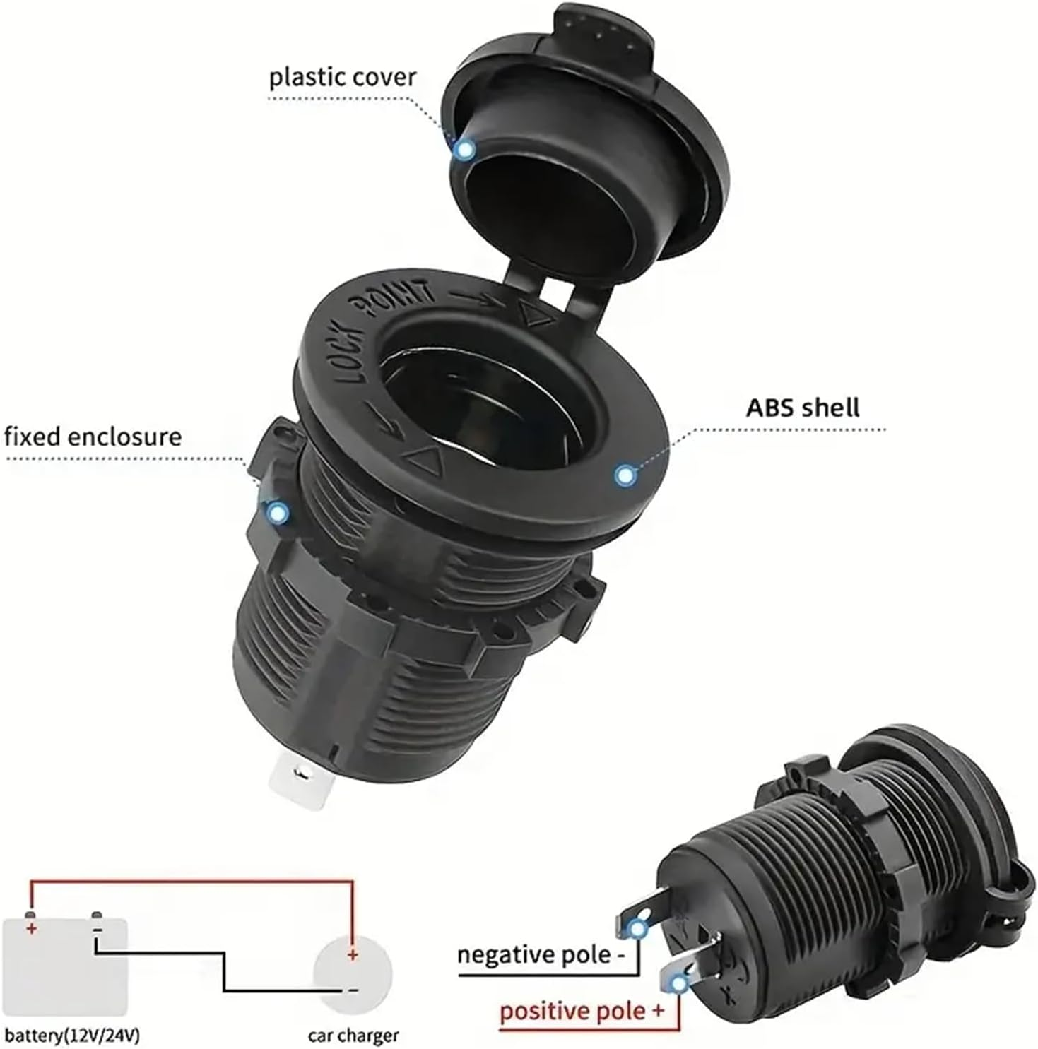 MAEZOE 12V Cigarette Lighter Socket, 3-Pack Car Marine Motorcycle ATV RV Lighter Socket Power Outlet Socket Replacement Waterproof Plug image number 2