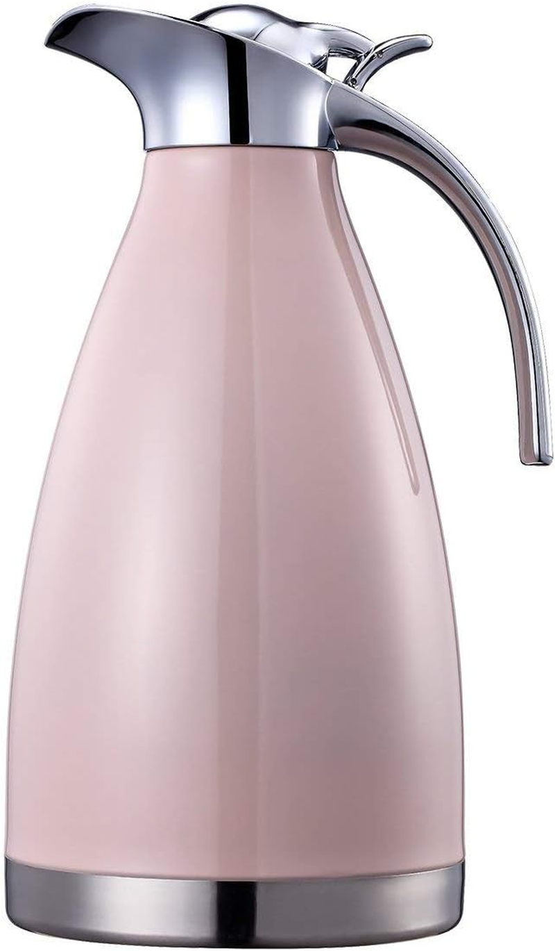 Bonnoces 64 Oz Stainless Steel Thermal Carafe - Double Walled Vacuum Insualted Thermos/Carafe with Lid - Coffee/Tea Carafe Heat & Cold Retention - 2 Liter