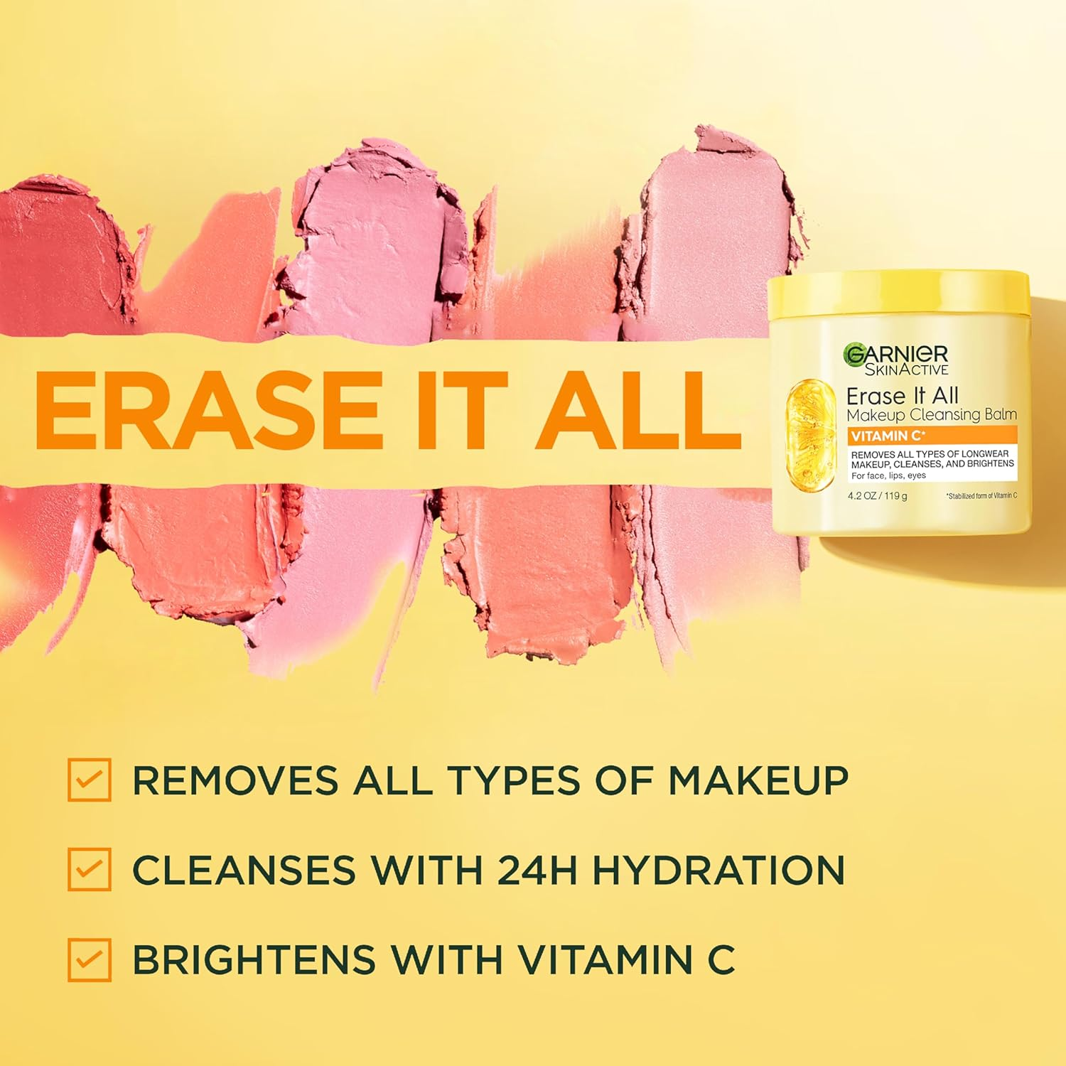 Garnier Erase It All Makeup Cleansing Balm with Vitamin C, Brightening Facial Cleanser and Makeup Remover, 4.2 Oz image number 6