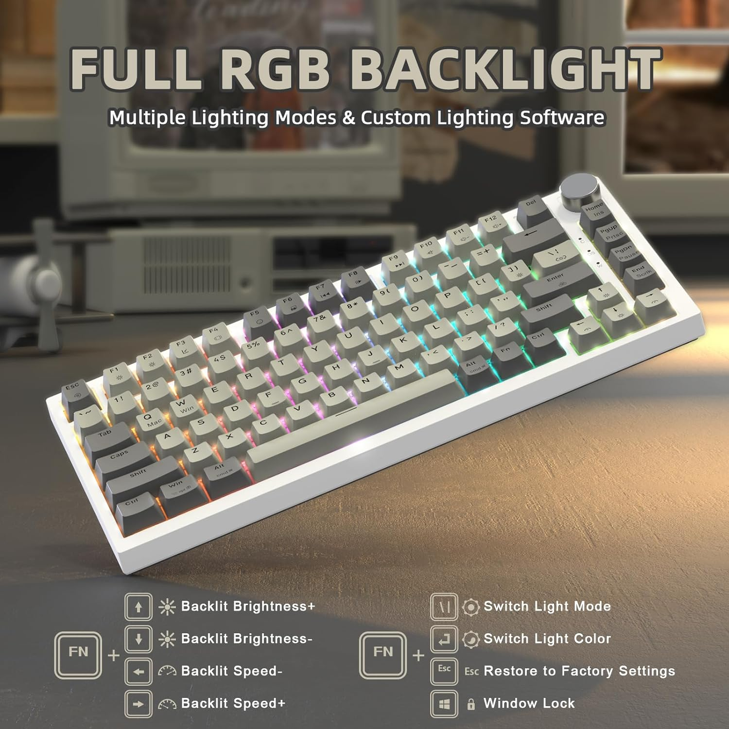 ATTACK SHARK K85 Rapid Trigger Mechanical Keyboard, Magnetic Switch, Adjustable Actuation, Apex Pro TKL Wired Esports Gaming Keyboard, Support DKS/MT/TGL, RGB Backlit, Gasket Mount, Knob, for Pc/Mac