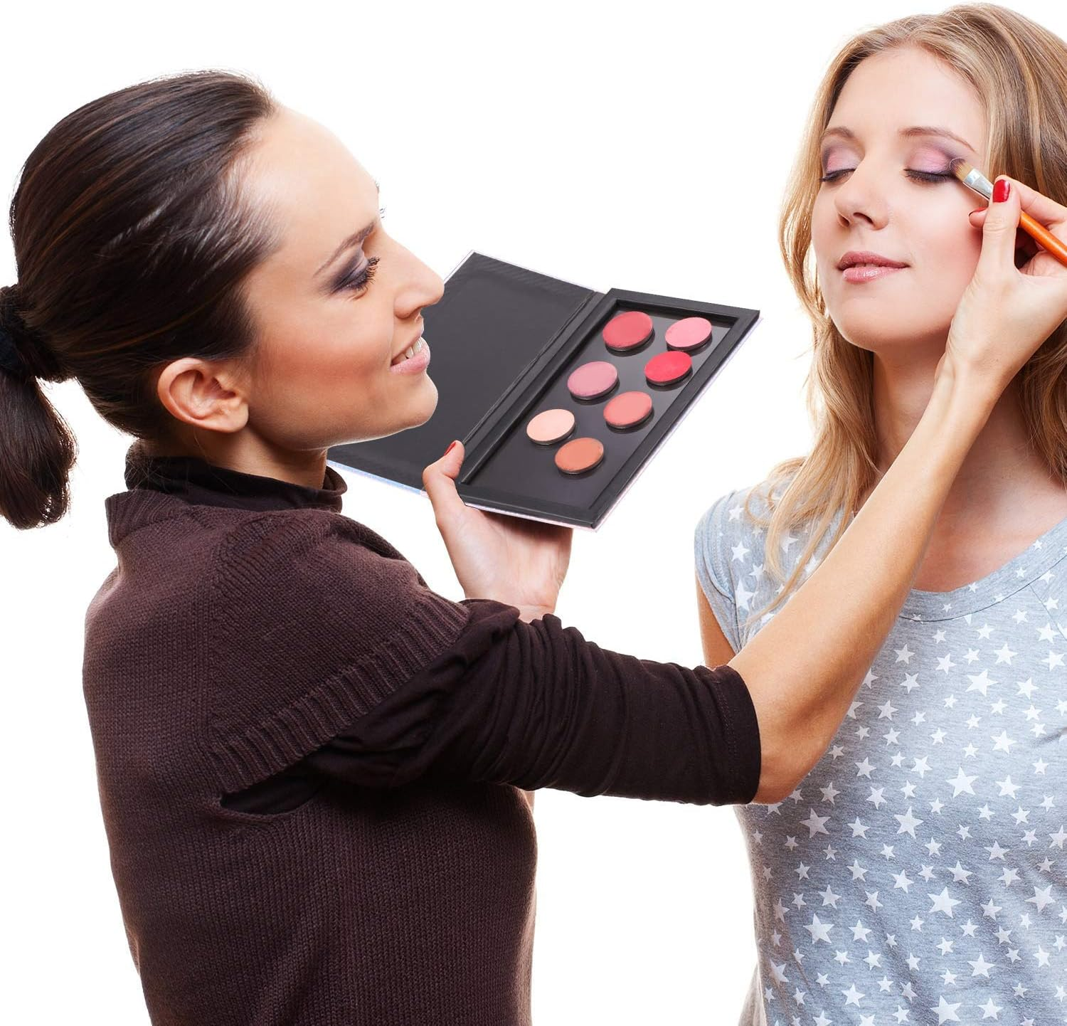 101 Pack Metal Stickers for Eyeshadow Palette Set, Includes 1 Makeup Depotting Tool, 50 Pieces Square Adhesive Empty Metal Stickers and 50 Pieces round Makeup Colorful Palette Sticker image number 5