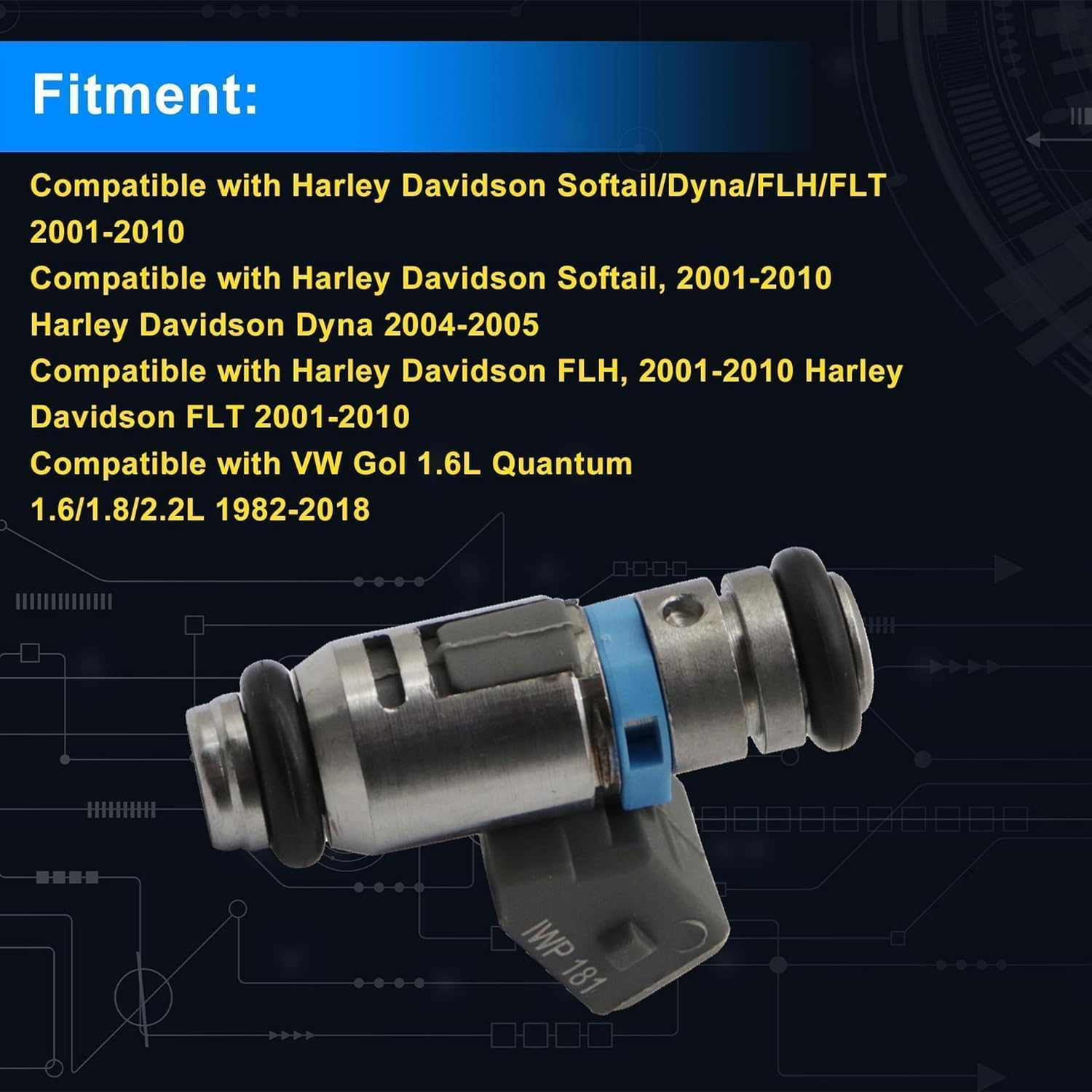 GXARTS 2PCS Racing Fuel Injector IWP162 4 Holes Compatible with Harley Davidson Touring FL Dyna Softail 2001-2016 Replaces 27609-01 27609-01B 1022-0113 image number 5