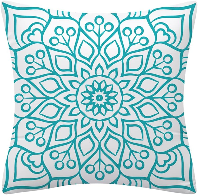 Set of 4 Luxton Aqua Blue Cushion Covers Hamptons Home Decor Square Cushion Covers 45X45Cm for Sofa Couch Living Bed Decoration (Aqua Blue) image number 3