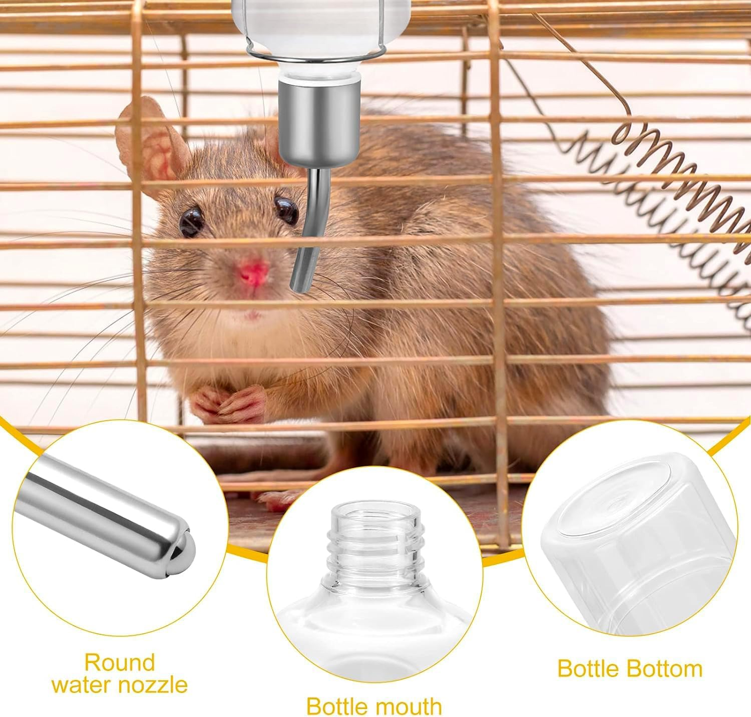 Lxcshljx 2Pcs Pet Cage Water Bottle No Drip, Small Animal Drinking Bottles, Parrot Water Feeder, Hanging Automatic Water Feeding Bottle, Water Dispenser Bottle for Rabbit Guinea Pig Squirrel Hamster image number 2