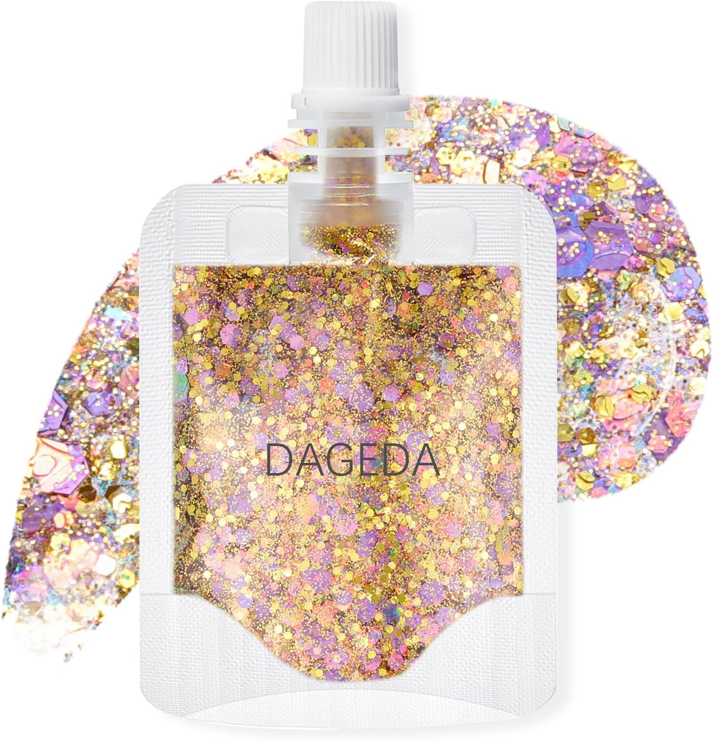 DAGEDA Mermaid Body Glitter Gel,Sparkly Face Hair Eye Glitter Makeup,Quick-Drying Body Shimmer Holographic Sequins, Singer Concert, Festival Rave Makeup Accessories