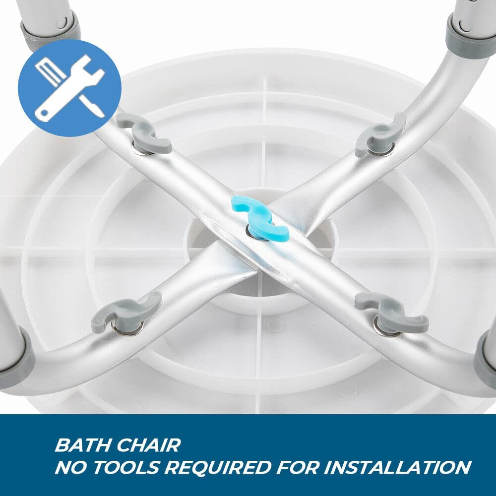 Adjustable Bath Shower Stool Height Adjustable Chair Seat Rotating Swivel round Bathroom Shower Bench for Elderly Seniors image number 6