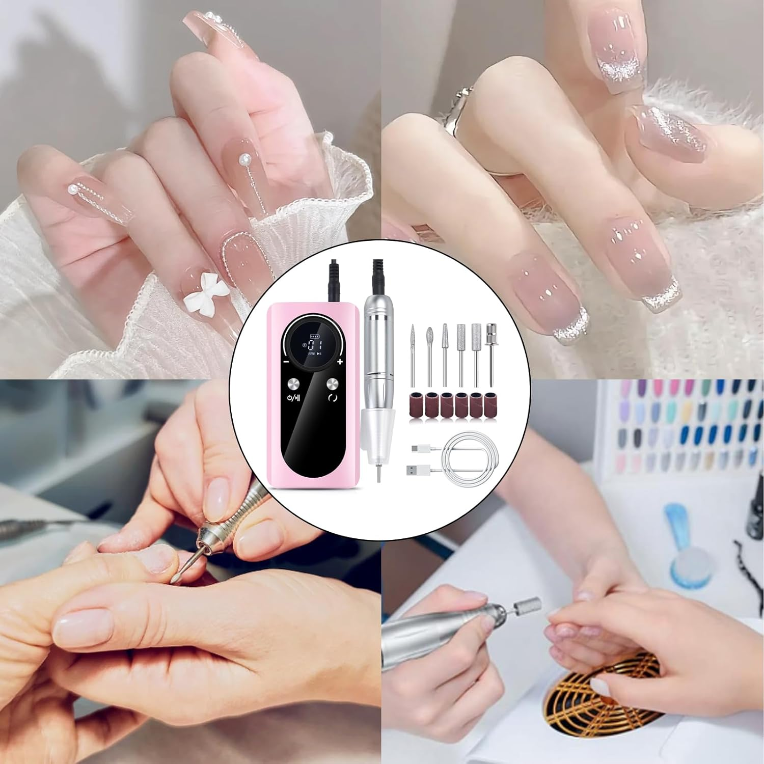 45000RPM Drill Set Electric Drill Machine with Drill Bits File Manicures for Manicures Salon Use - B image number 4