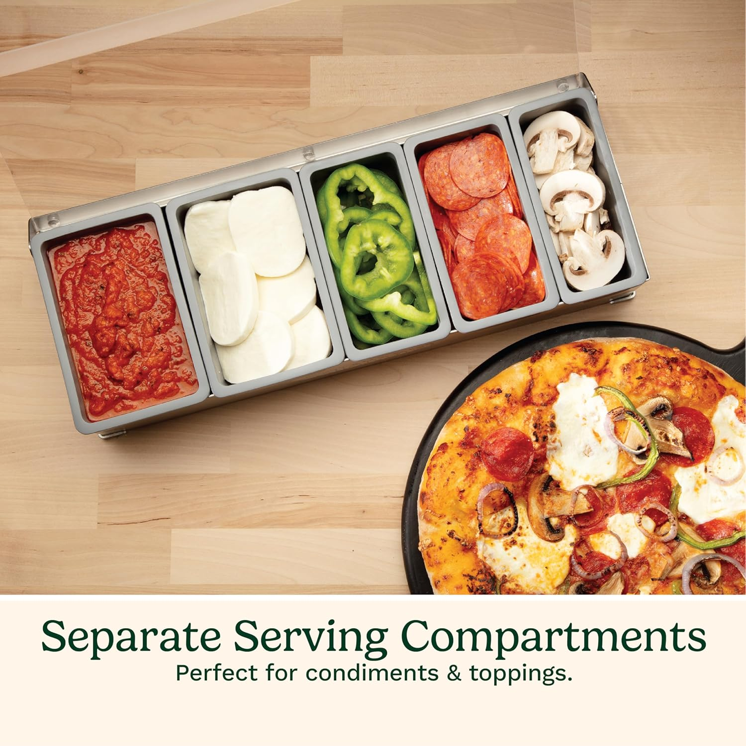 Cuisinart CPS-617A CPS-617 Condiment & Topping Station, Food Containers with Translucent Lid, 18-Piece image number 4