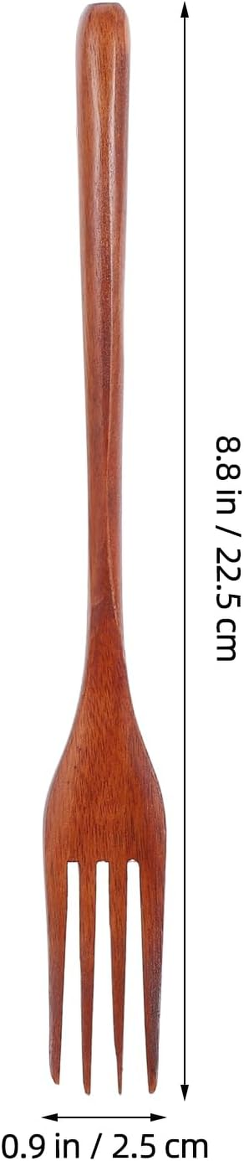 Wooden Fork Long Handle Kitchen Utensil Ergonomic Mixing Tool for Salad Cooking Lightweight Wooden Kitchenware for Home Restaurant image number 5
