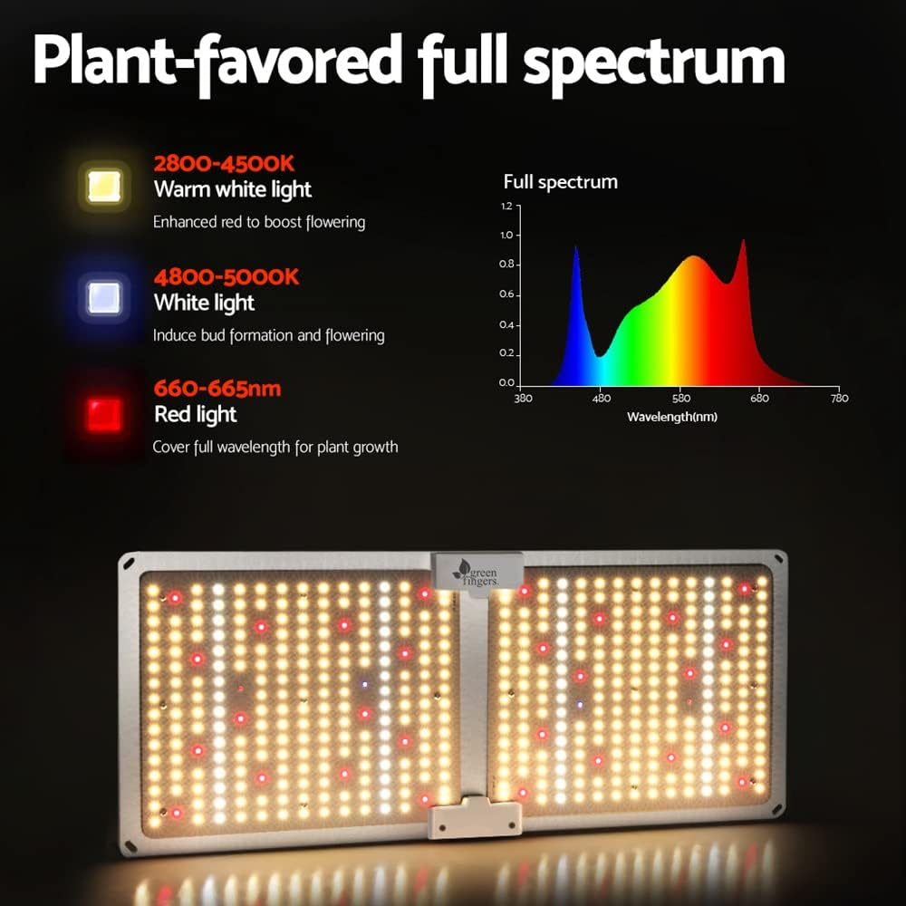 Green Fingers Led Grow Light 2200W Full Spectrum Indoor Plant Lights Vegetable Seeds Flower Growth UV Lamp Plants for Garden Greenhouse Grows Tent, with Smart App Control All Stage Silver image number 1