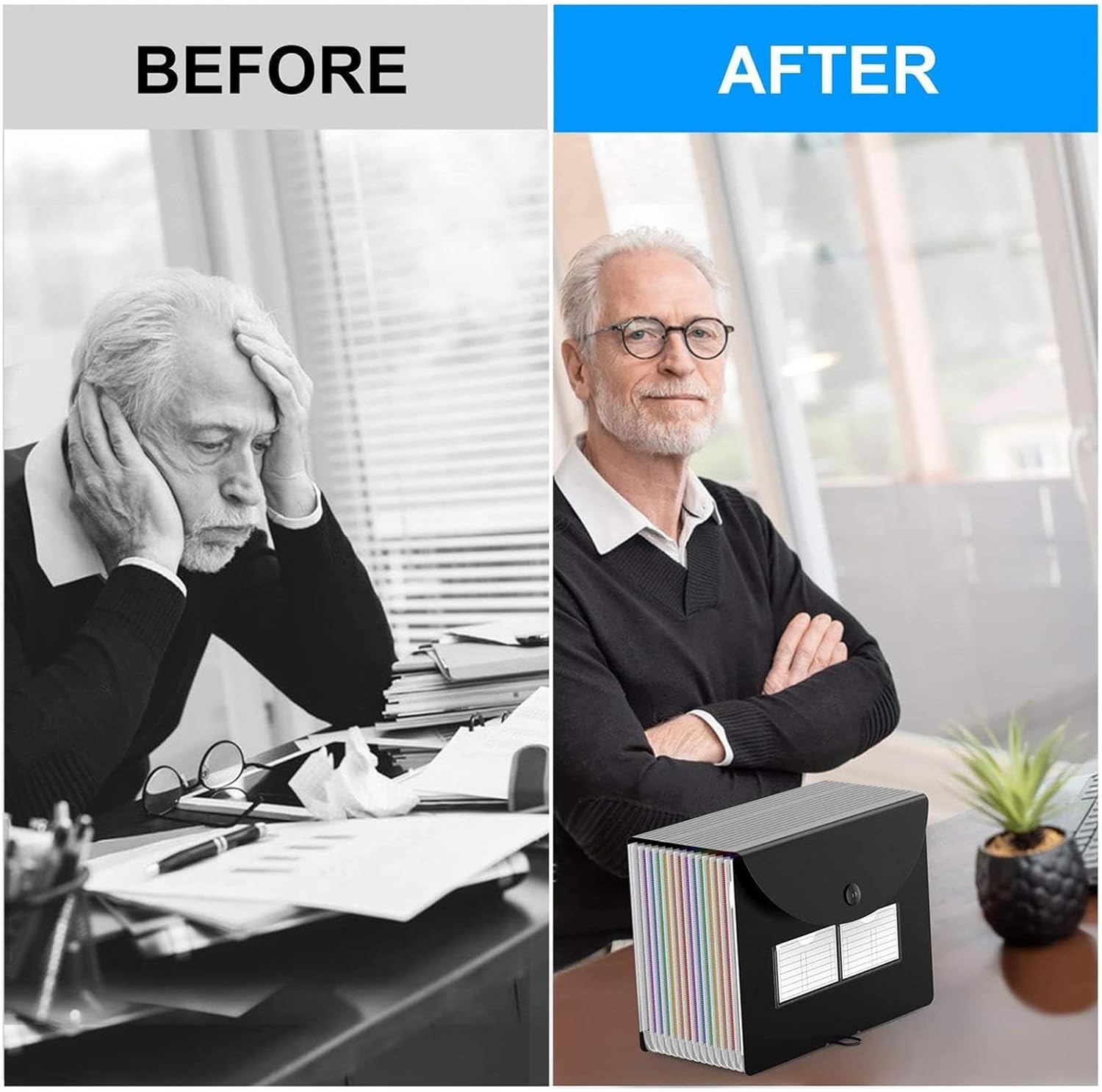 Accordion File Folders, Accordion File Organizer 12 Pocket Expanding File Folder, 12 Multi-Layer Expandable Desktop Accordion Folder, Fashion Expanding File Folder image number 1