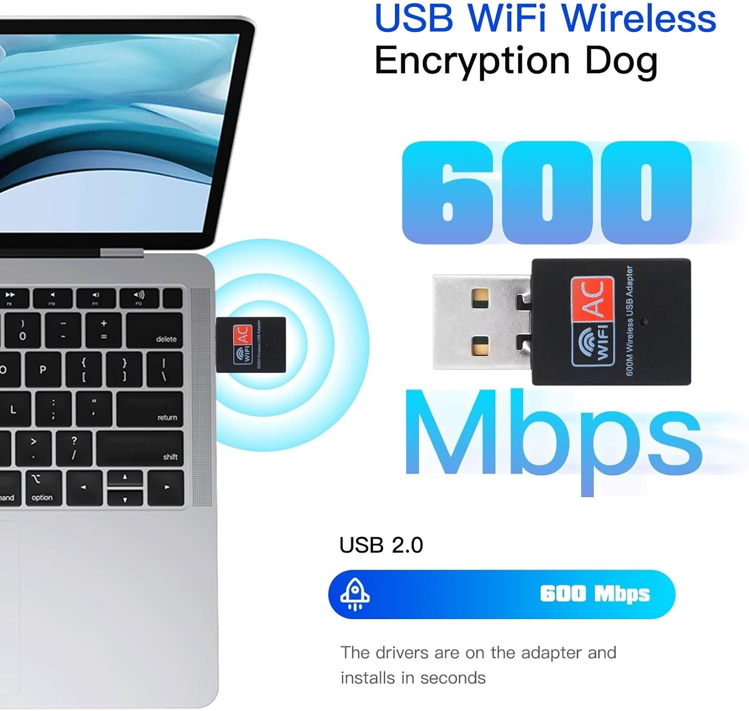 Mini Dual Band USB Wifi Wireless Dongle AC600 Network Adapter 5Ghz 2.4Ghz image number 6