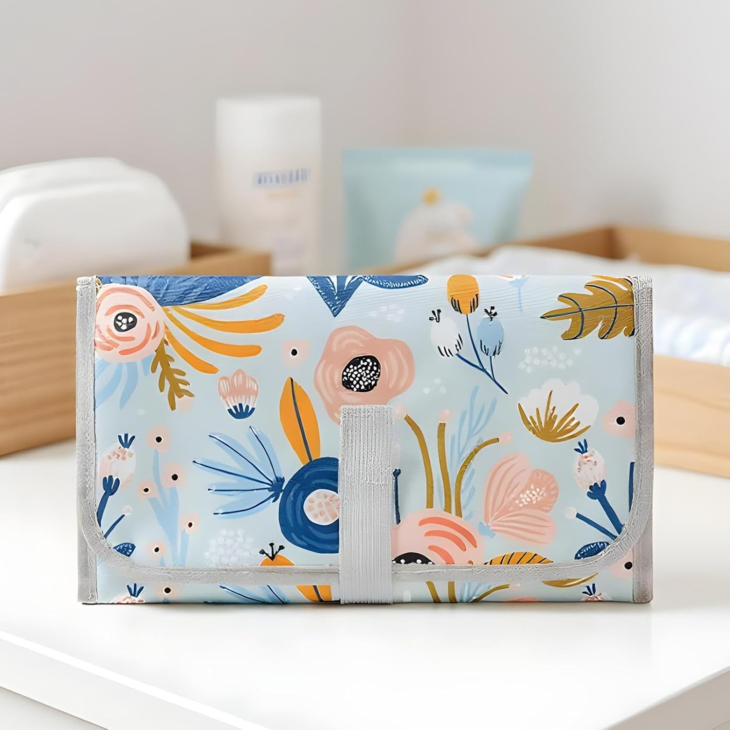 Diaper Changing Pad - Waterproof Diaper Changing Mat - Travel Supplies Stroller Accessories for Nursery Daycare Hospital Postpartum Parents Camping Mom Dad Picnic - Nordic Leaves image number 6