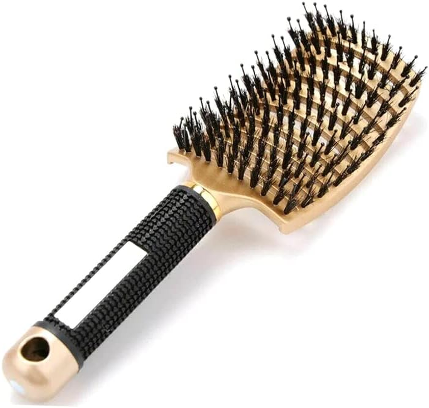 Nylon Boar Bristle Hair Brush Hairbrush Smooth Hair Head Scalp Massage Comb Curved & Vented Detangling Hair Brush for Women Long, Thick, Curly and Tangled Hair