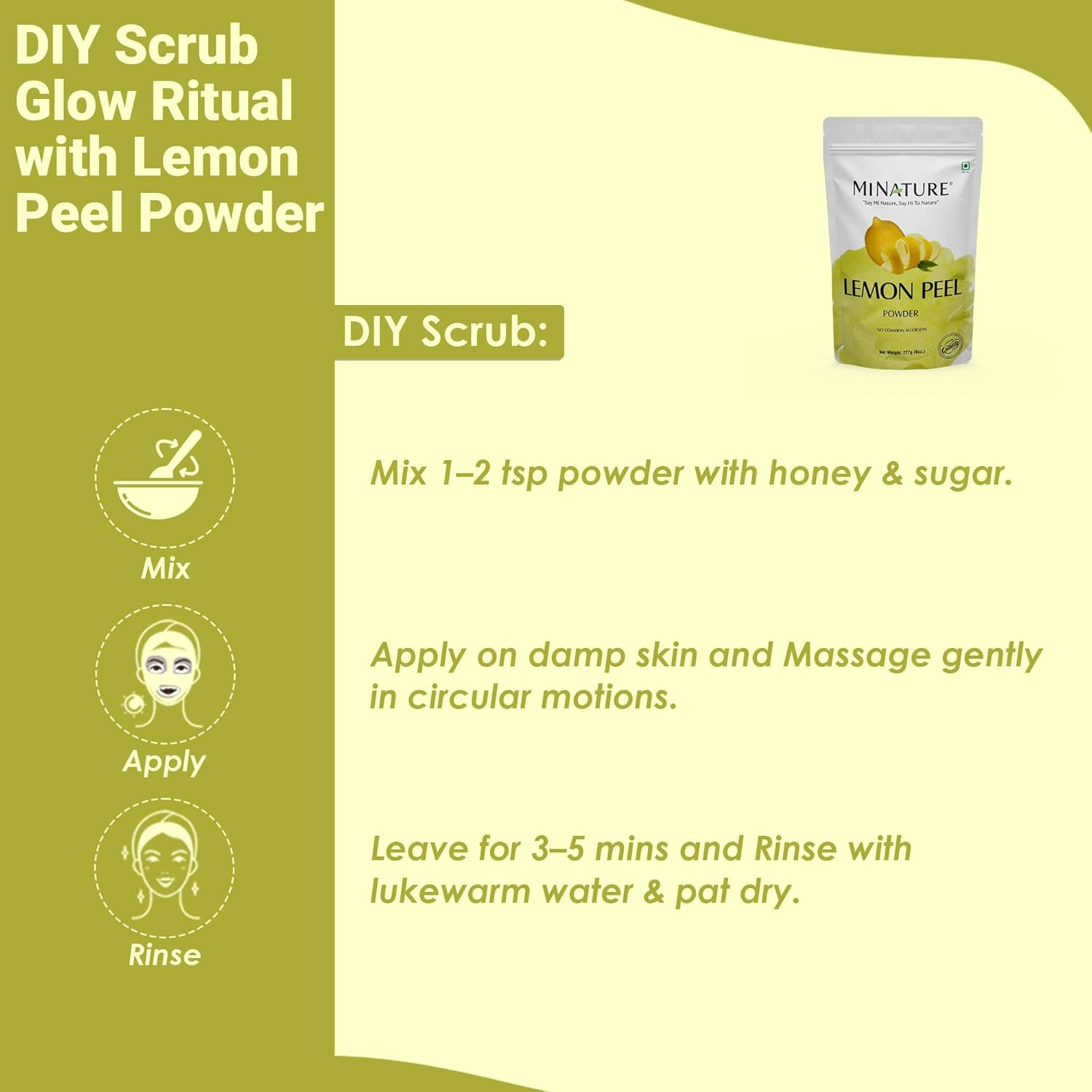 Lemon Peel Powder by Mi Nature | Skincare| Detox|227G(8 Oz) (0.5 Lb) | 100% Natural