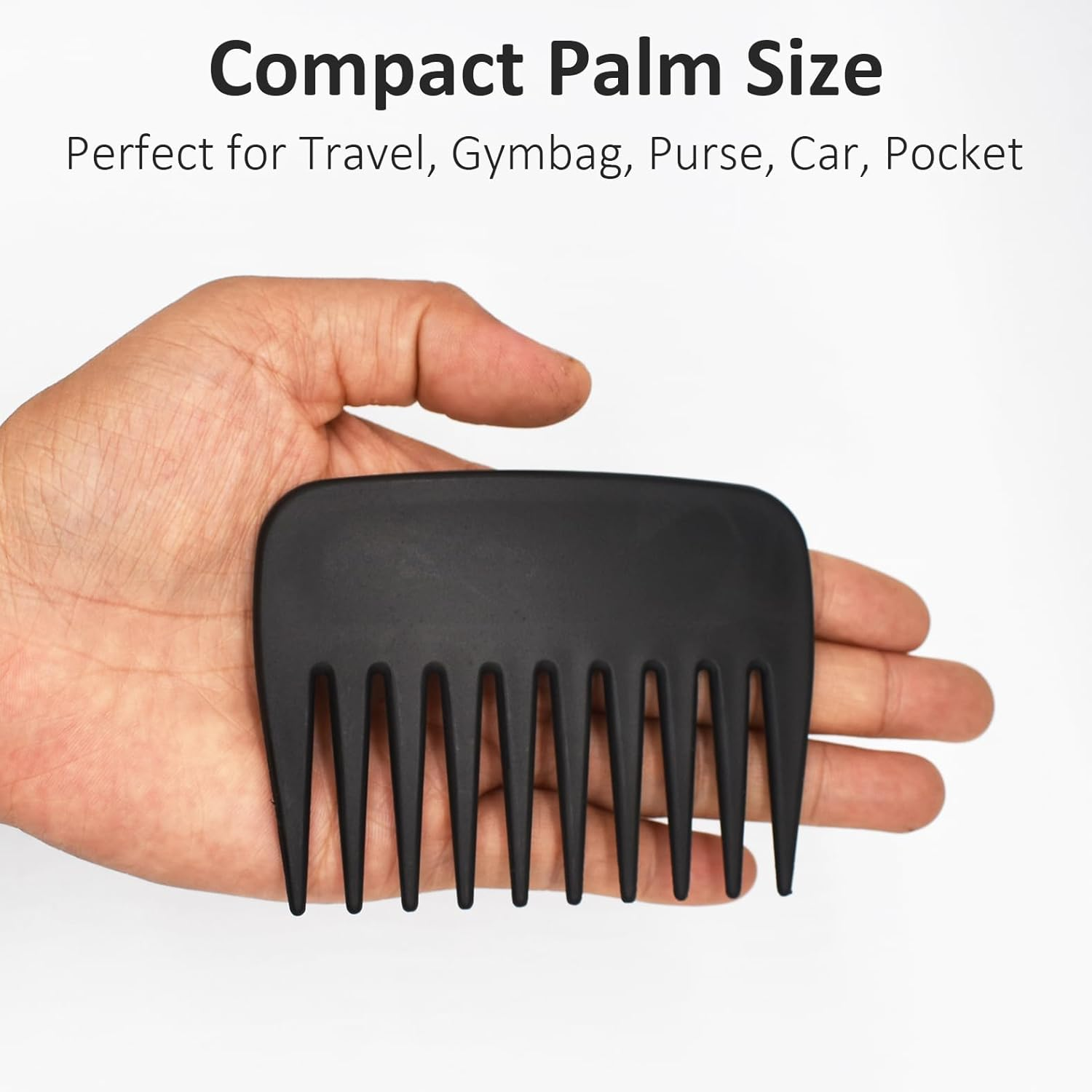 Professional Streaker Anti-Static Wide Tooth Detangling Comb - Compact Palm-Sized No Handle Afro Comb for Men Women Curly Wavy Hair - Wig Styling for Salon Barber Home Office Travel Purse image number 4