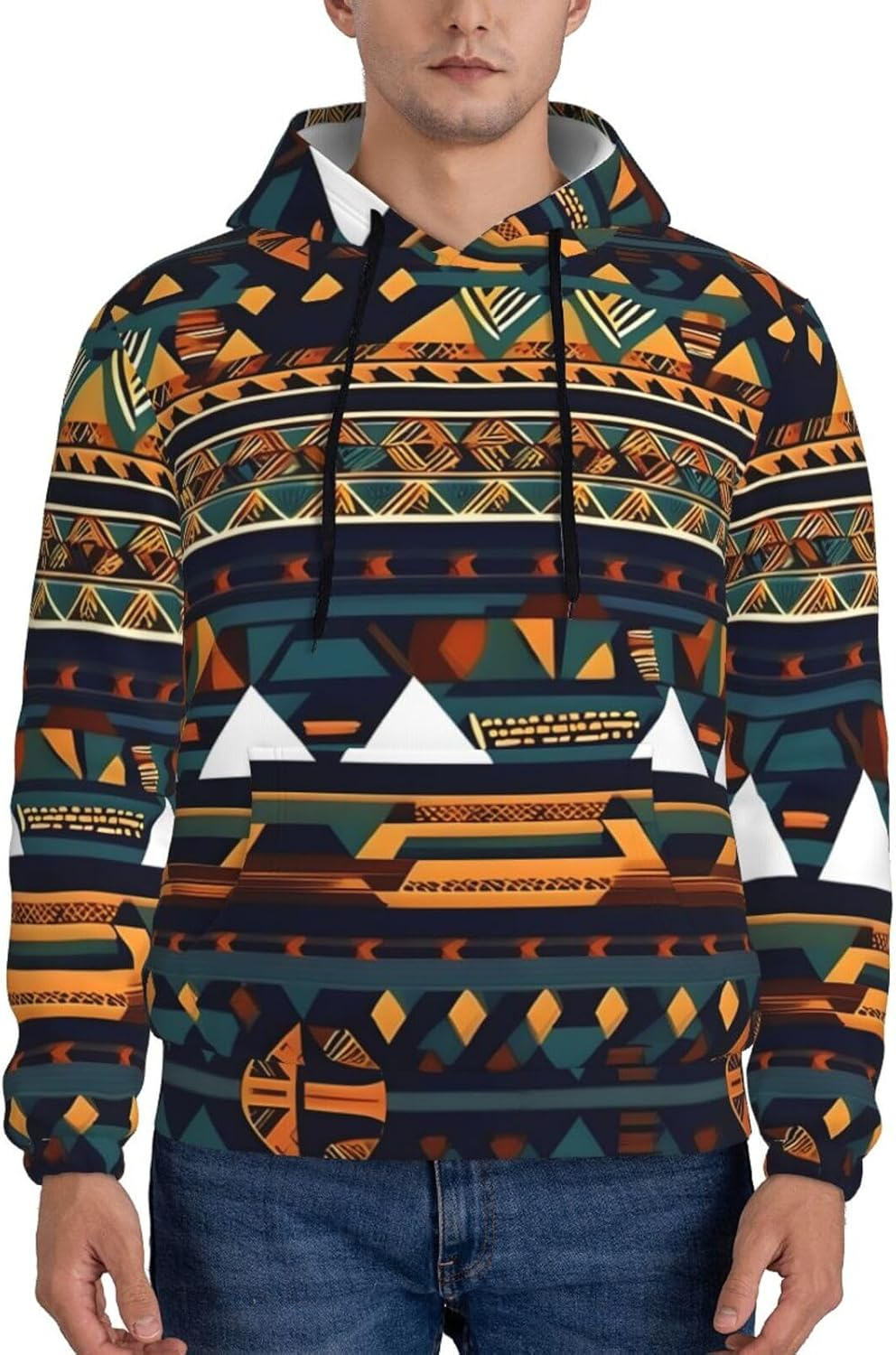 SDEGTHO African Ethnic Pattern Mens Christmas Oversized Hoodies Classic Hoodie Pullover Hoodies for Men Streetwear Sweatshirts image number 4