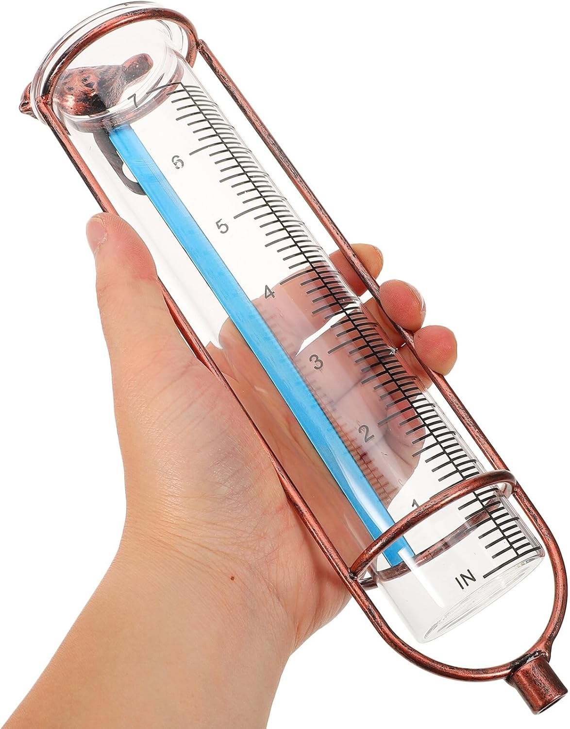 BESPORTBLE Replacement Glass Rain Gauge Tube for Garden Outdoor Use Graduated Test Tube Design for Accurate Rainfall Measurement Glass and Iron Construction Stable and Stylish Gauge with Red image number 1