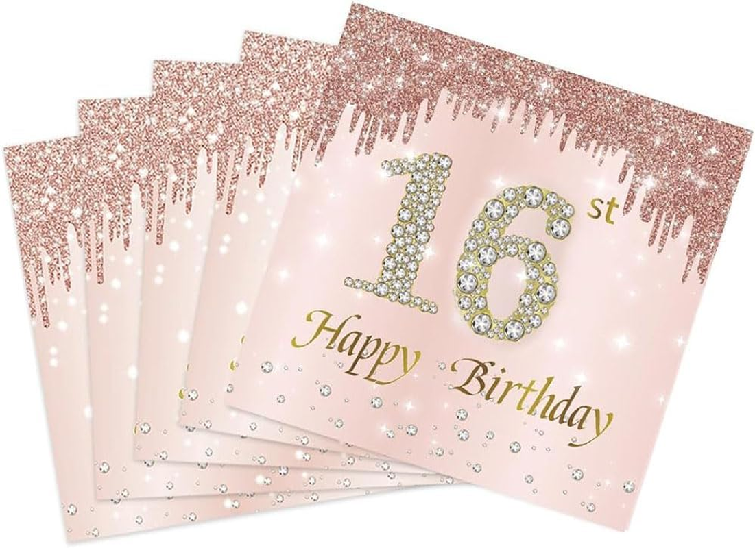 40PCS 40Th Happy Birthday Napkins Rose Gold 40Th Birthday Napkin Vintage 1984 Dessert Cocktail Beverage Napkins for Women 40Th Birthday Anniversary Party Favors 2-Ply