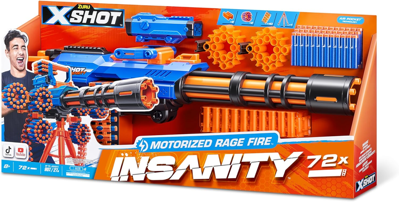 Zuru XSHOT Insanity Motorised Gatling Blaster with Tripod Stand Includes 72 Darts image number 3