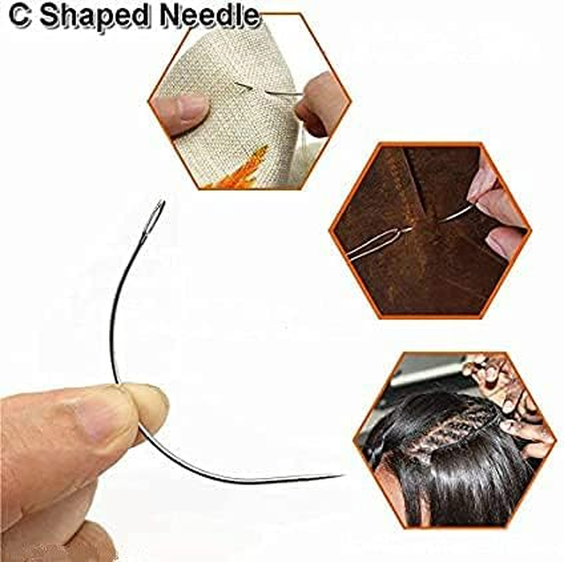 Funyn 3 Rolls Hair Weaving Thread Cotton Sewing Thread Making Wig Clips in Hair Extension Hair Salon Weft Thick Thread with 3 Curved Needles (Mixture Colors) image number 3