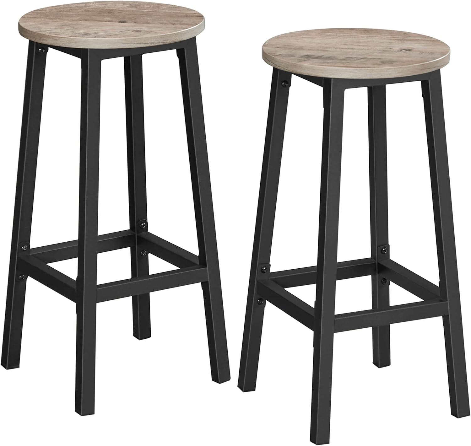 VASAGLE Bar Stools, Set of 2 Bar Chairs, Steel Frame, 25.2 Inch Tall, for Kitchen Dining, Easy Assembly, Industrial Design, Rustic Brown and Black ULBC32X