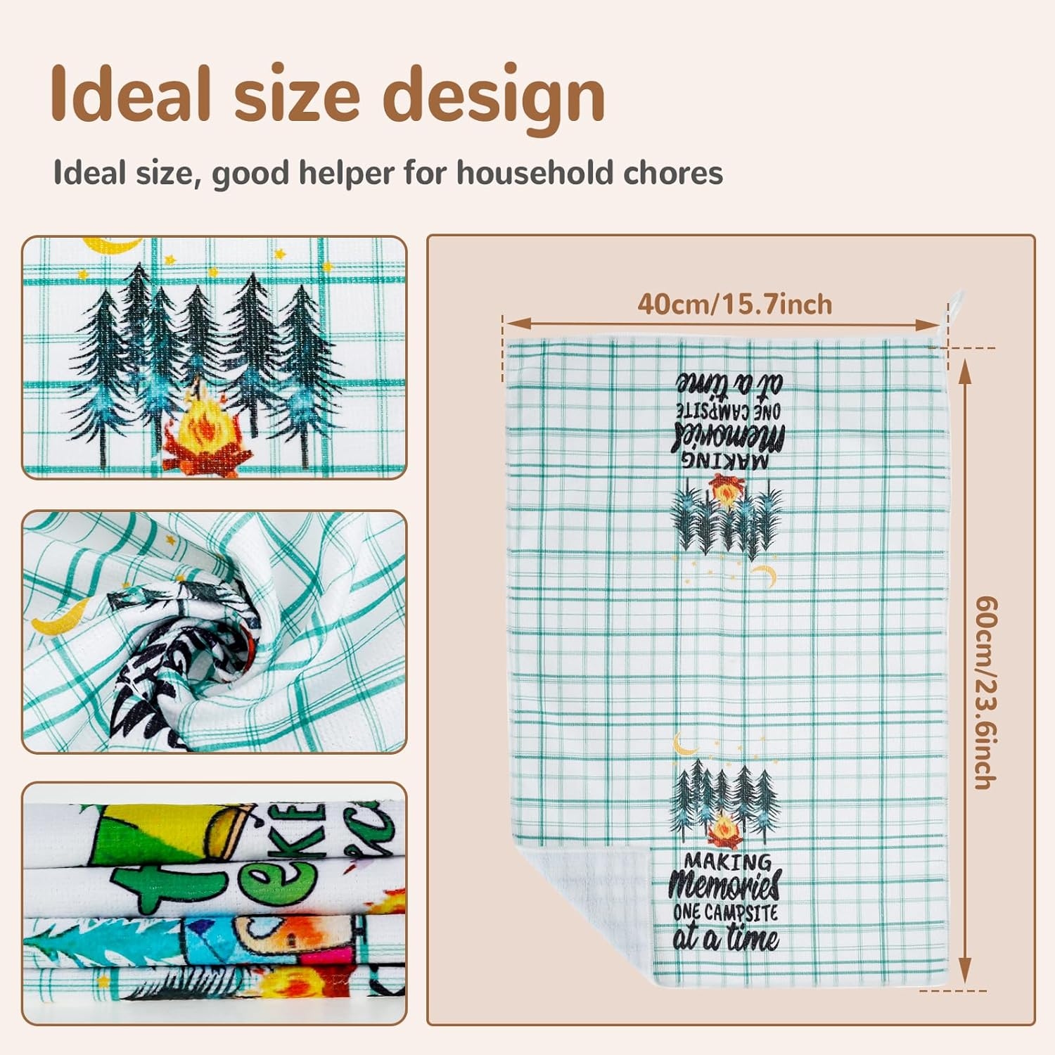 4/6 Pcs Camping Kitchen Towels Microfiber Camper Dish Towels Printed with Funny Sayings Absorbent Dish Towels Novelty Kitchen Hand Towels Decorative Tea Towels for Kitchen Bathroom Home (4Pcs) image number 4